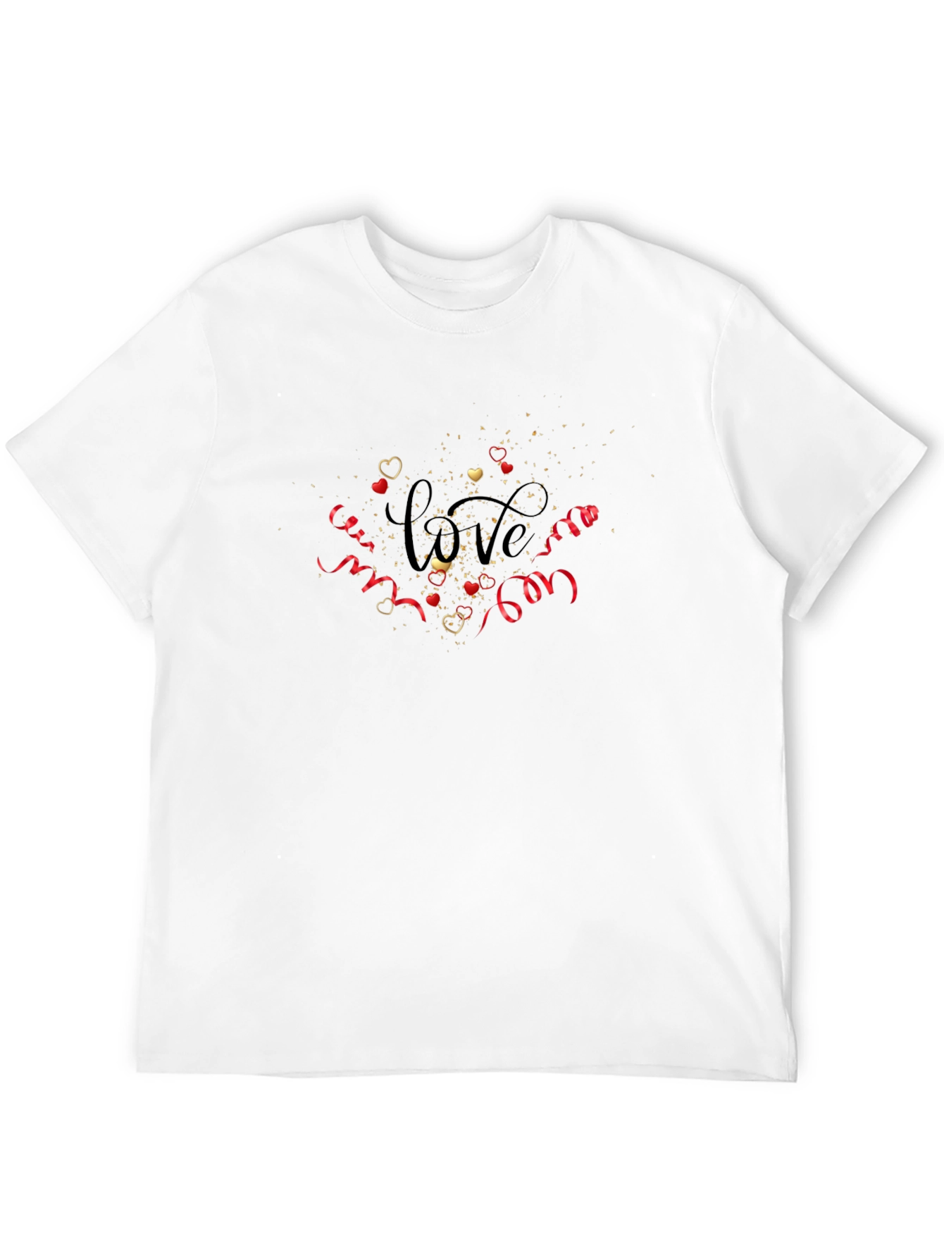Love Hearts Confetti Graphic Tee - Black