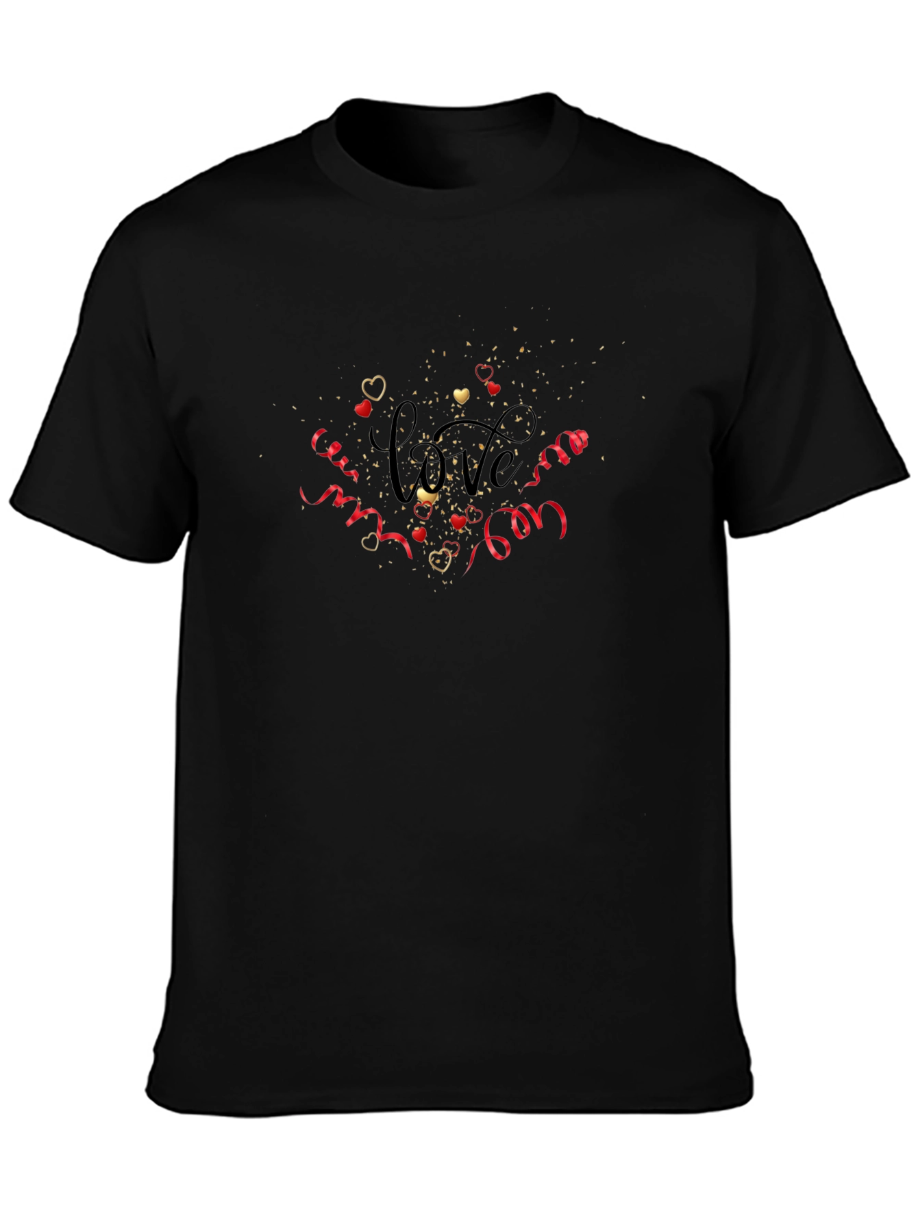 Love Hearts Confetti Graphic Tee - Black