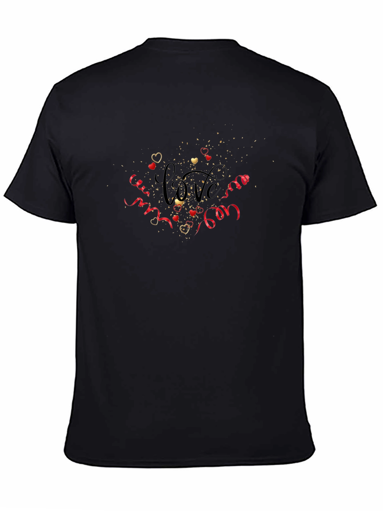 Love Hearts Confetti Graphic Tee - Black