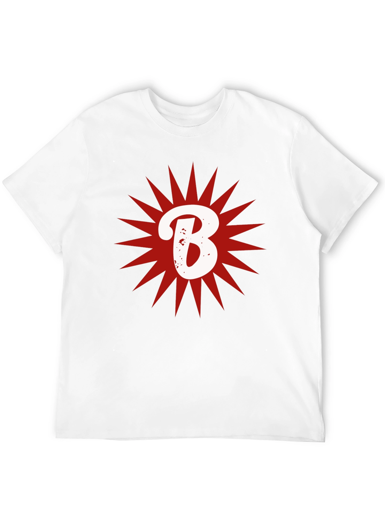 Letter B Starburst Graphic T-Shirt - Casual Cotton Tee