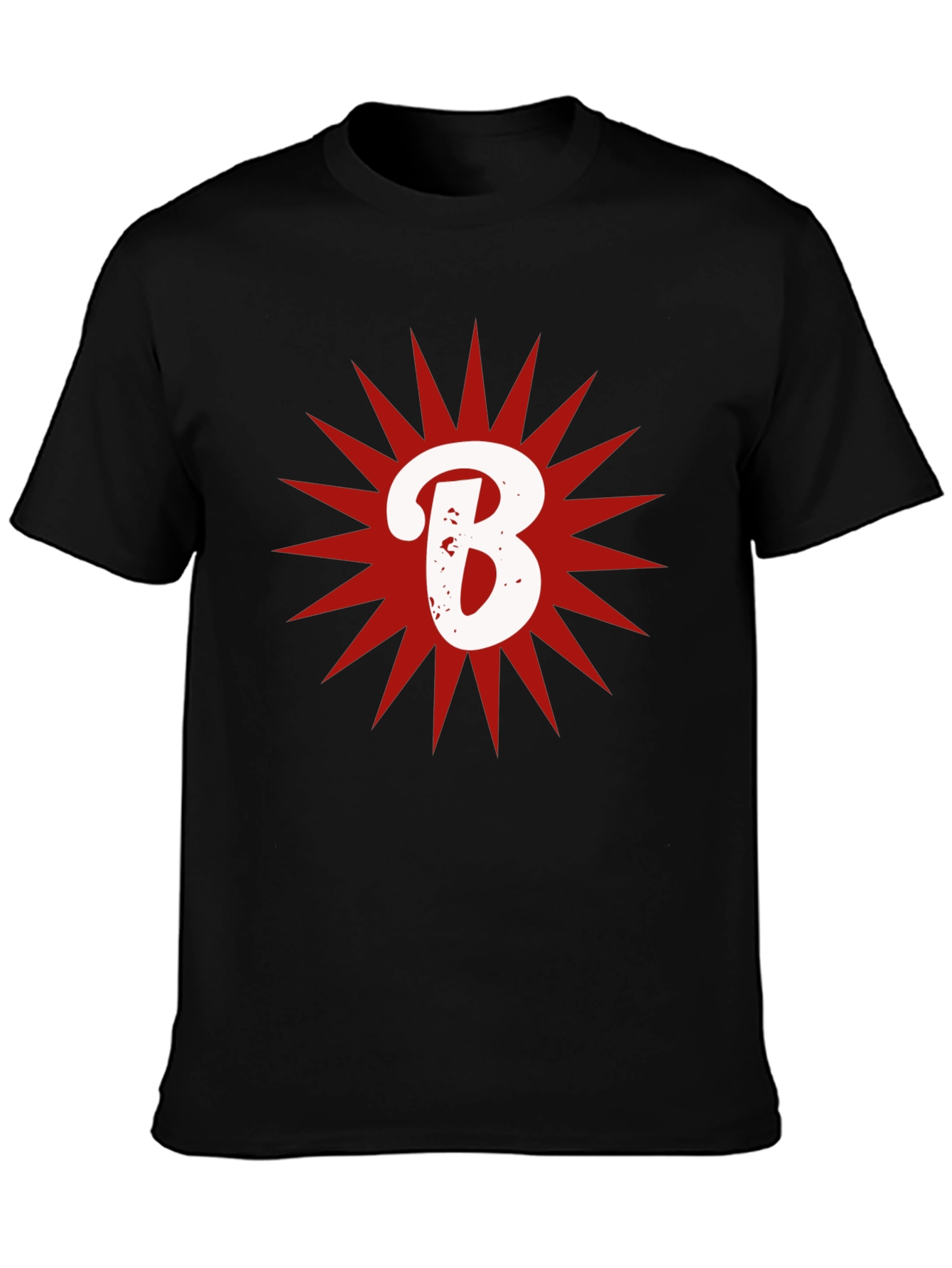 Letter B Starburst Graphic T-Shirt - Casual Cotton Tee