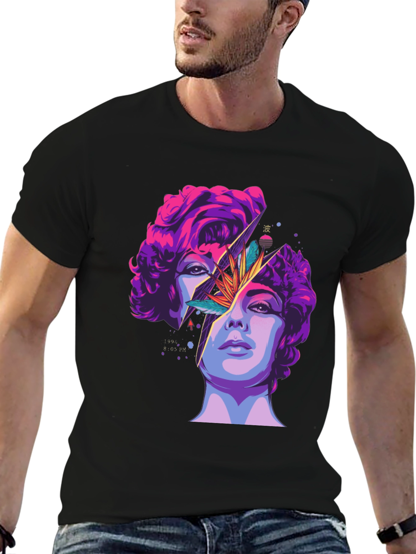 Abstract Broken Face Graphic Tee