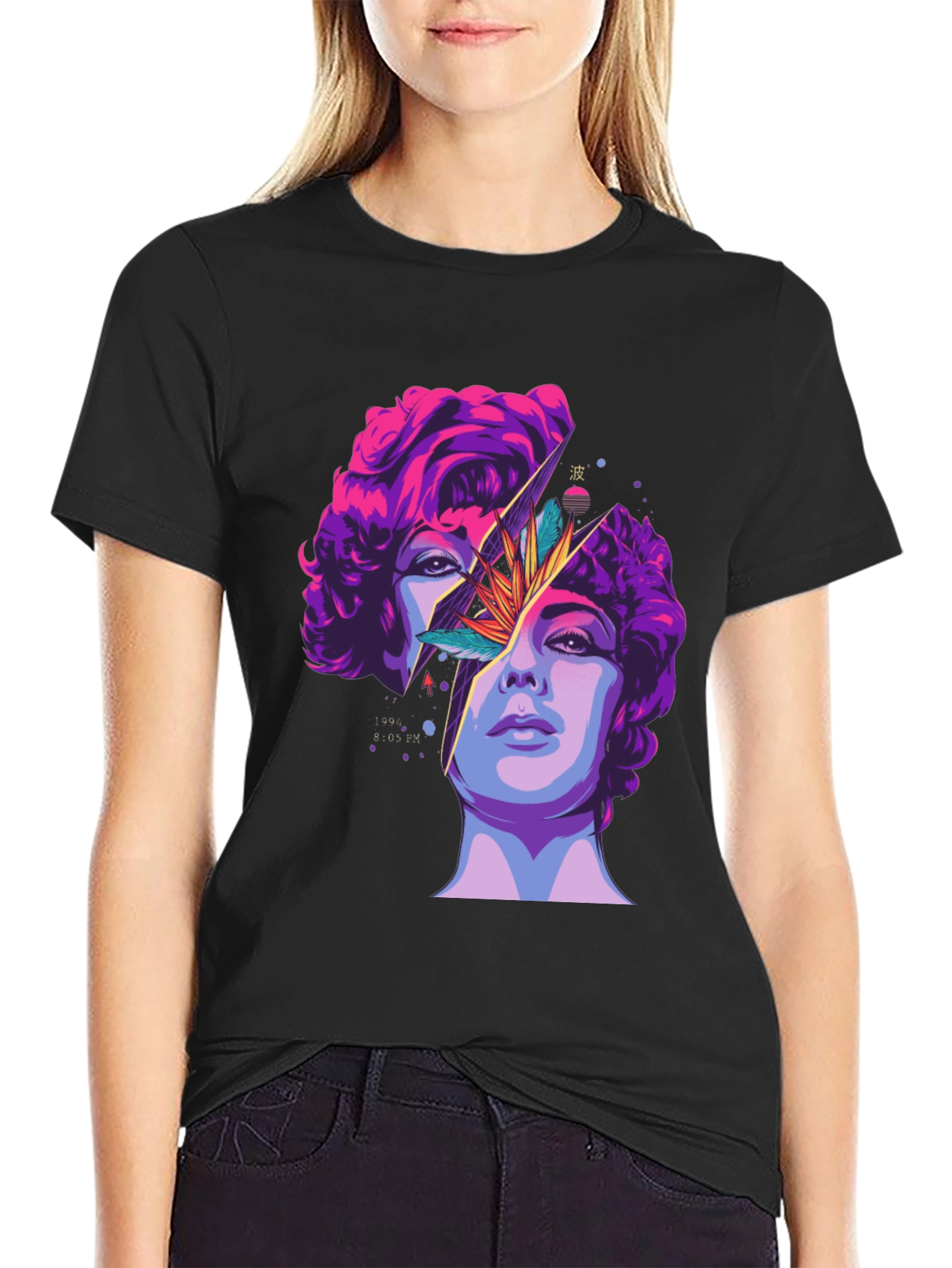 Abstract Broken Face Graphic Tee