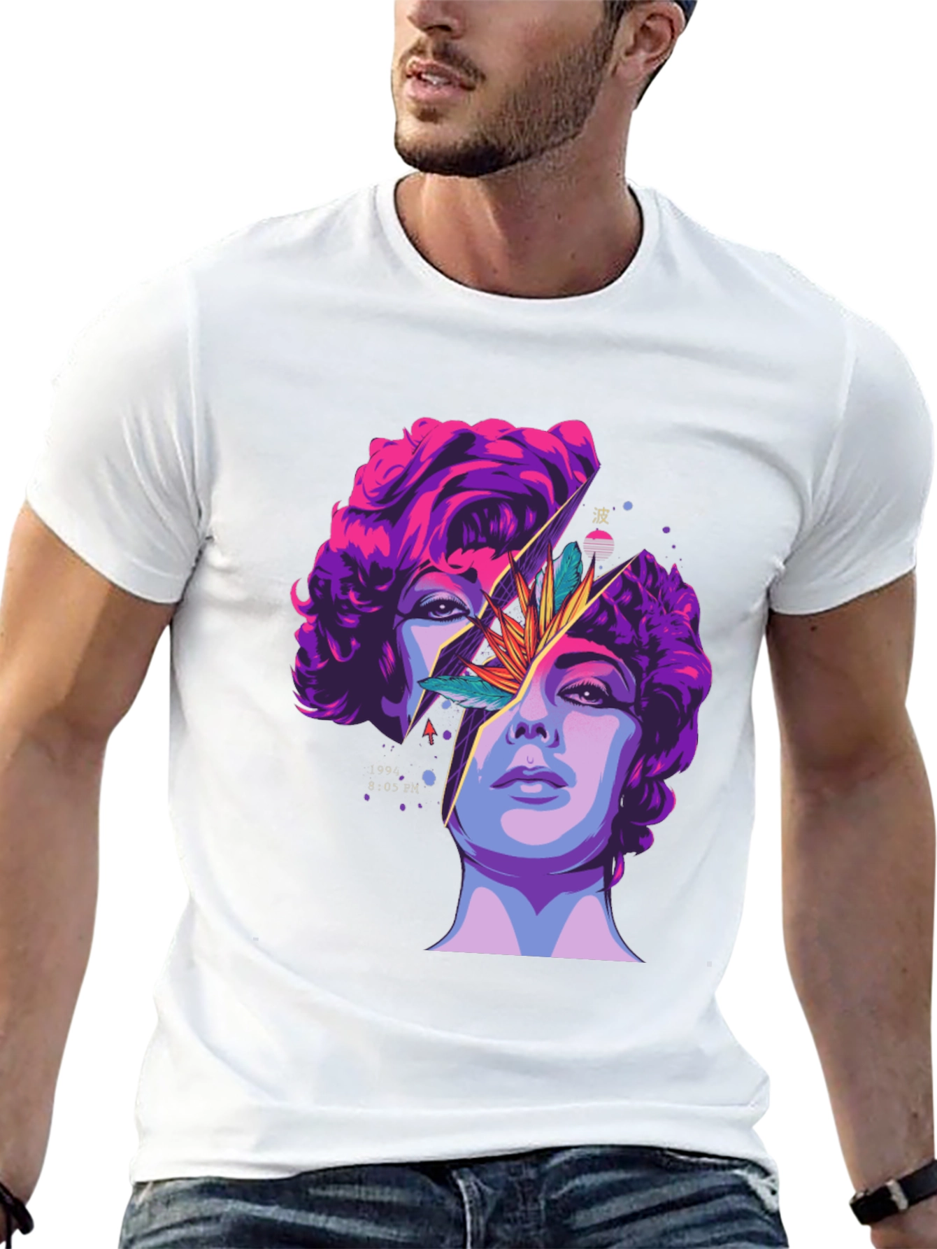 Abstract Broken Face Graphic Tee
