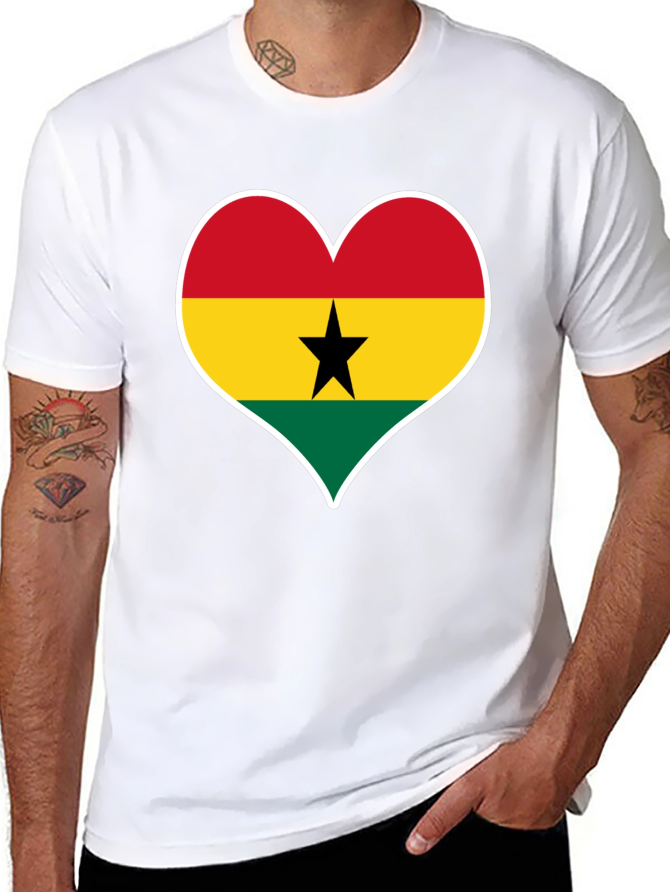 Ghana Flag Heart T-Shirt - Show Your Pride!