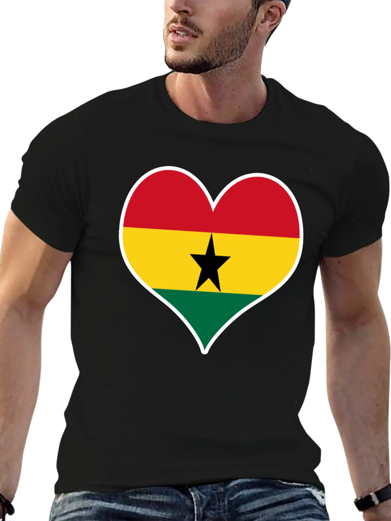 Ghana Flag Heart T-Shirt - Show Your Pride!