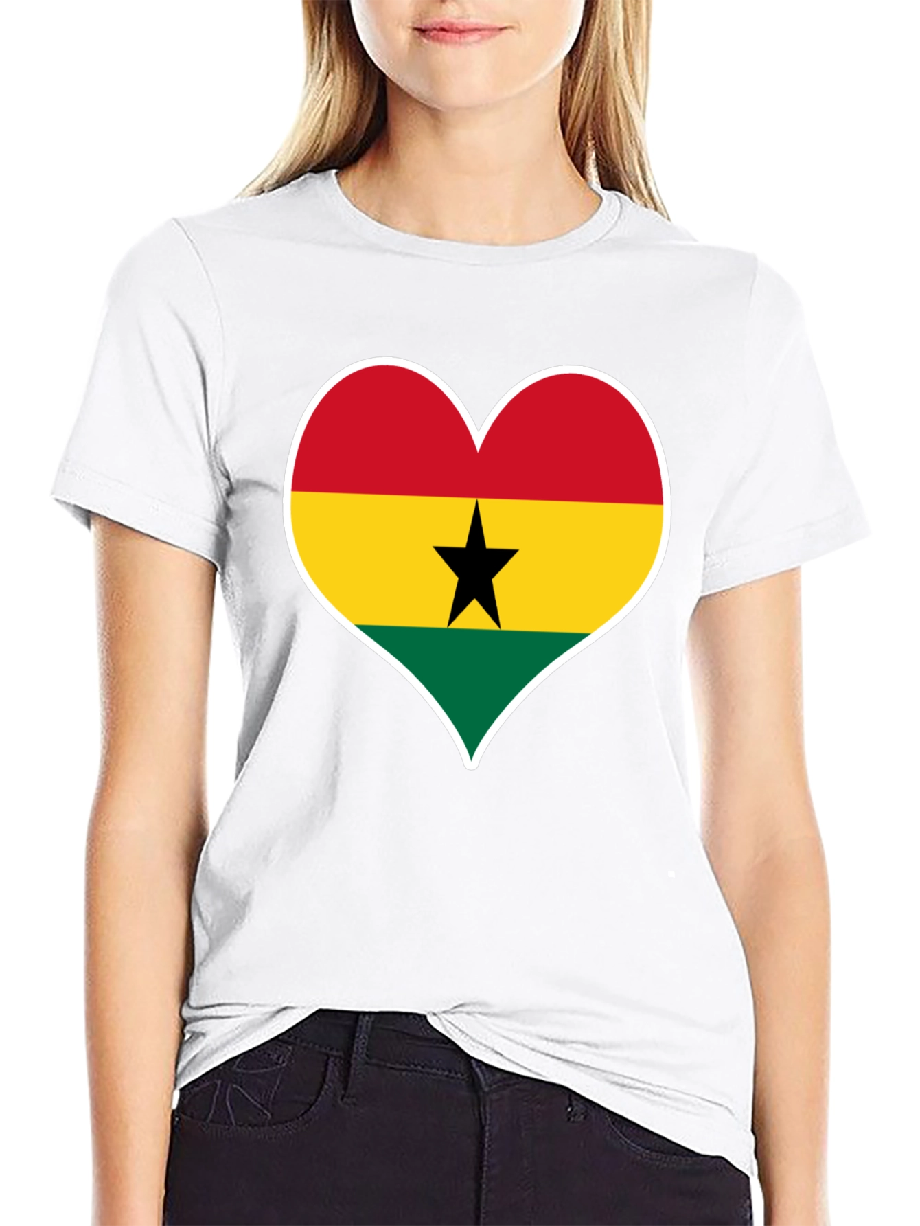Ghana Flag Heart T-Shirt - Show Your Pride!