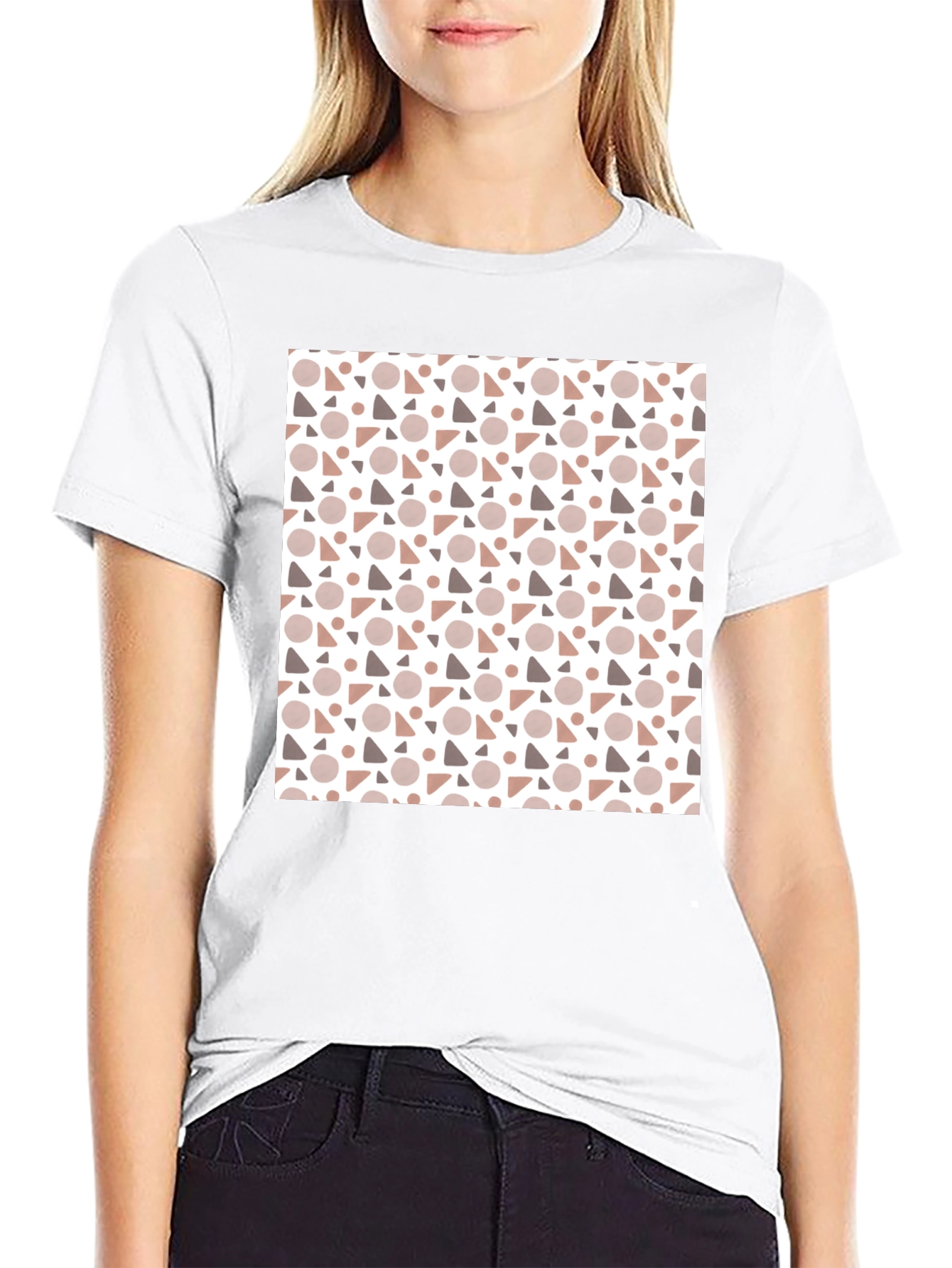 Modern Geometric Pattern Black T-Shirt