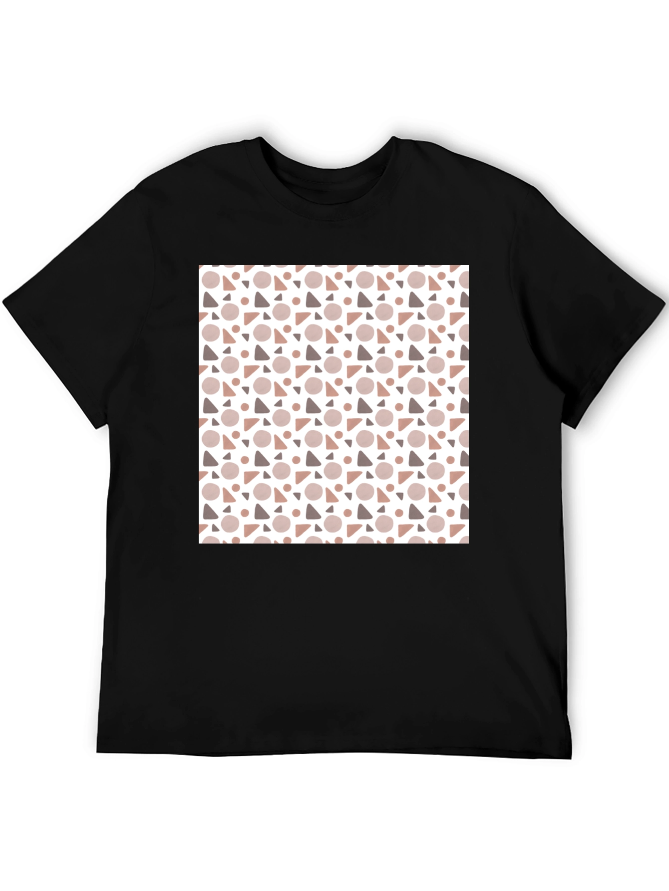 Modern Geometric Pattern Black T-Shirt