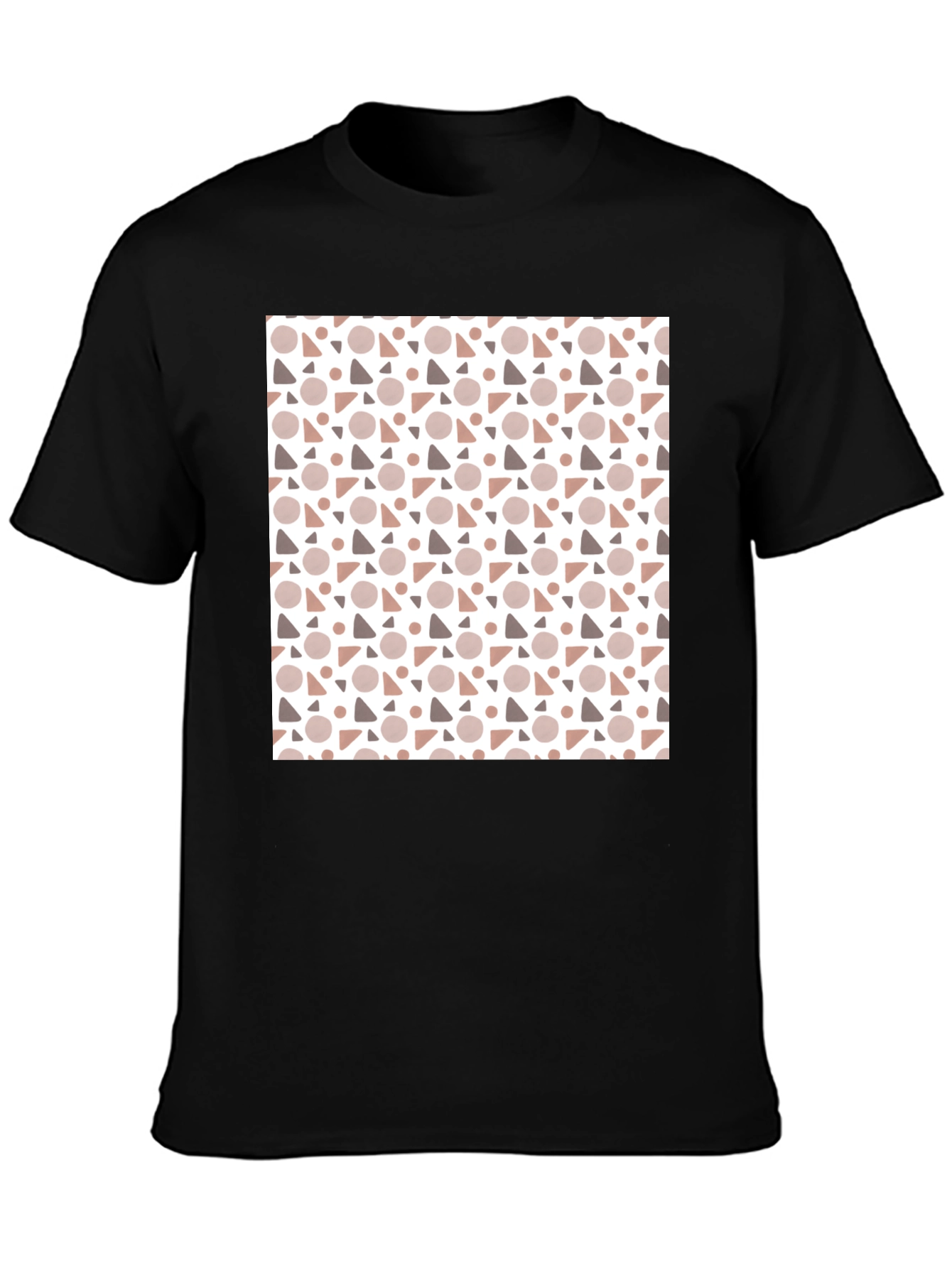 Modern Geometric Pattern Black T-Shirt