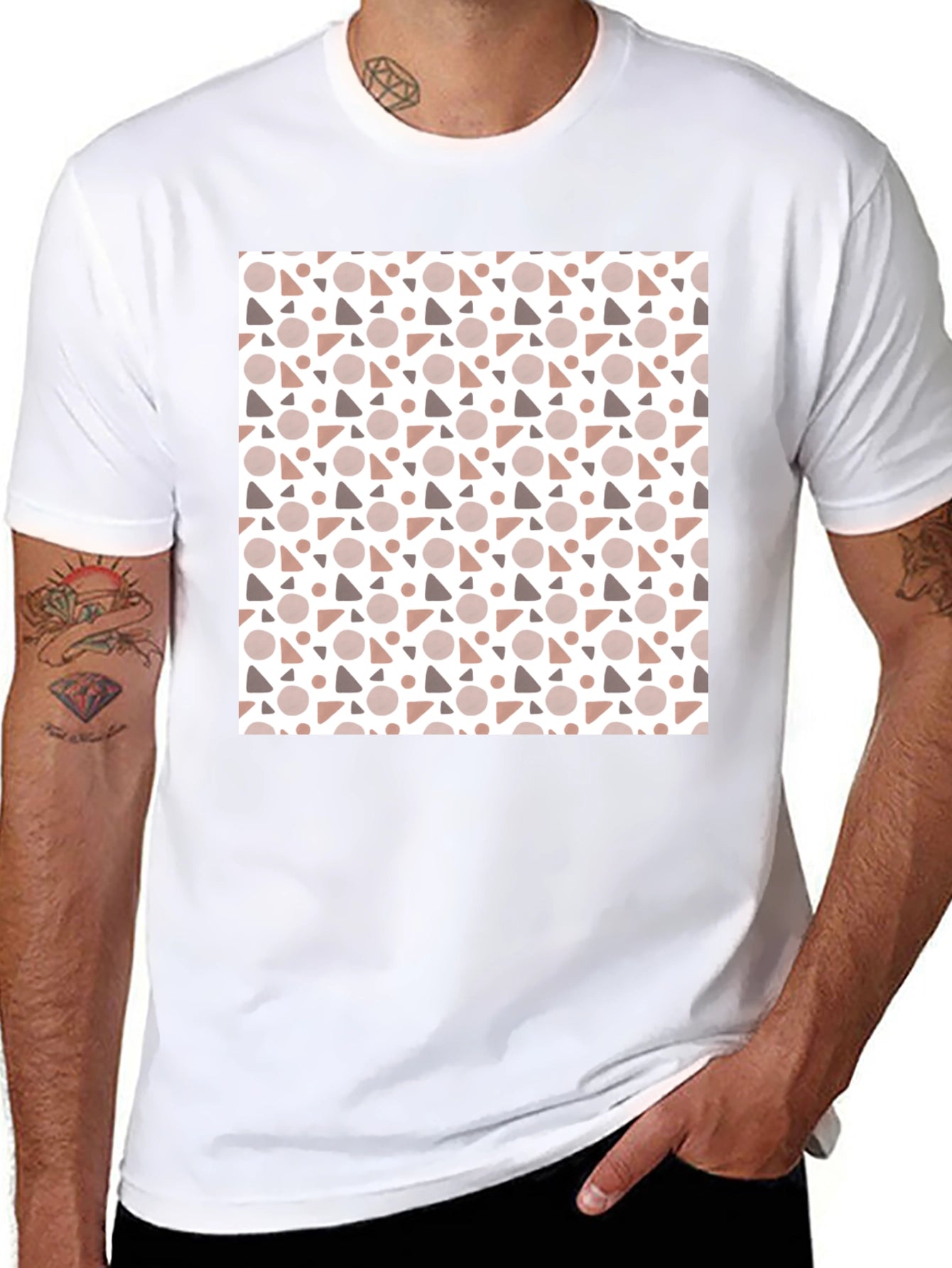 Modern Geometric Pattern Black T-Shirt