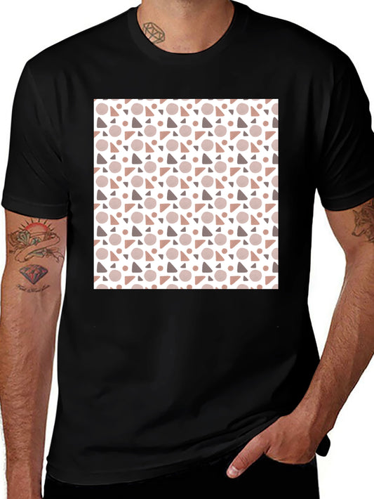 Modern Geometric Pattern Black T-Shirt