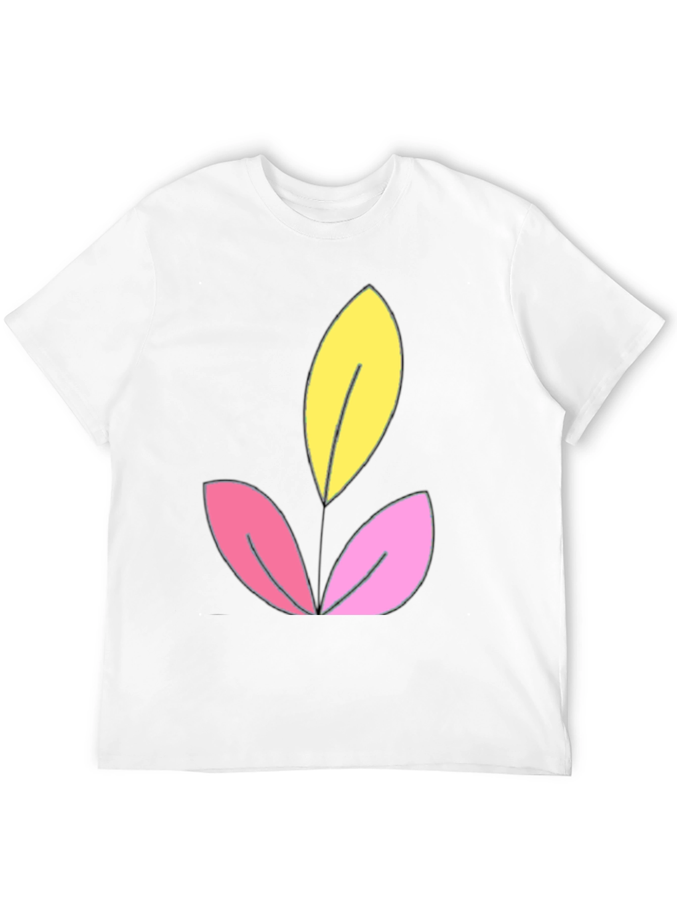 Floral Graphic Black T-Shirt - Unique Leaf Design