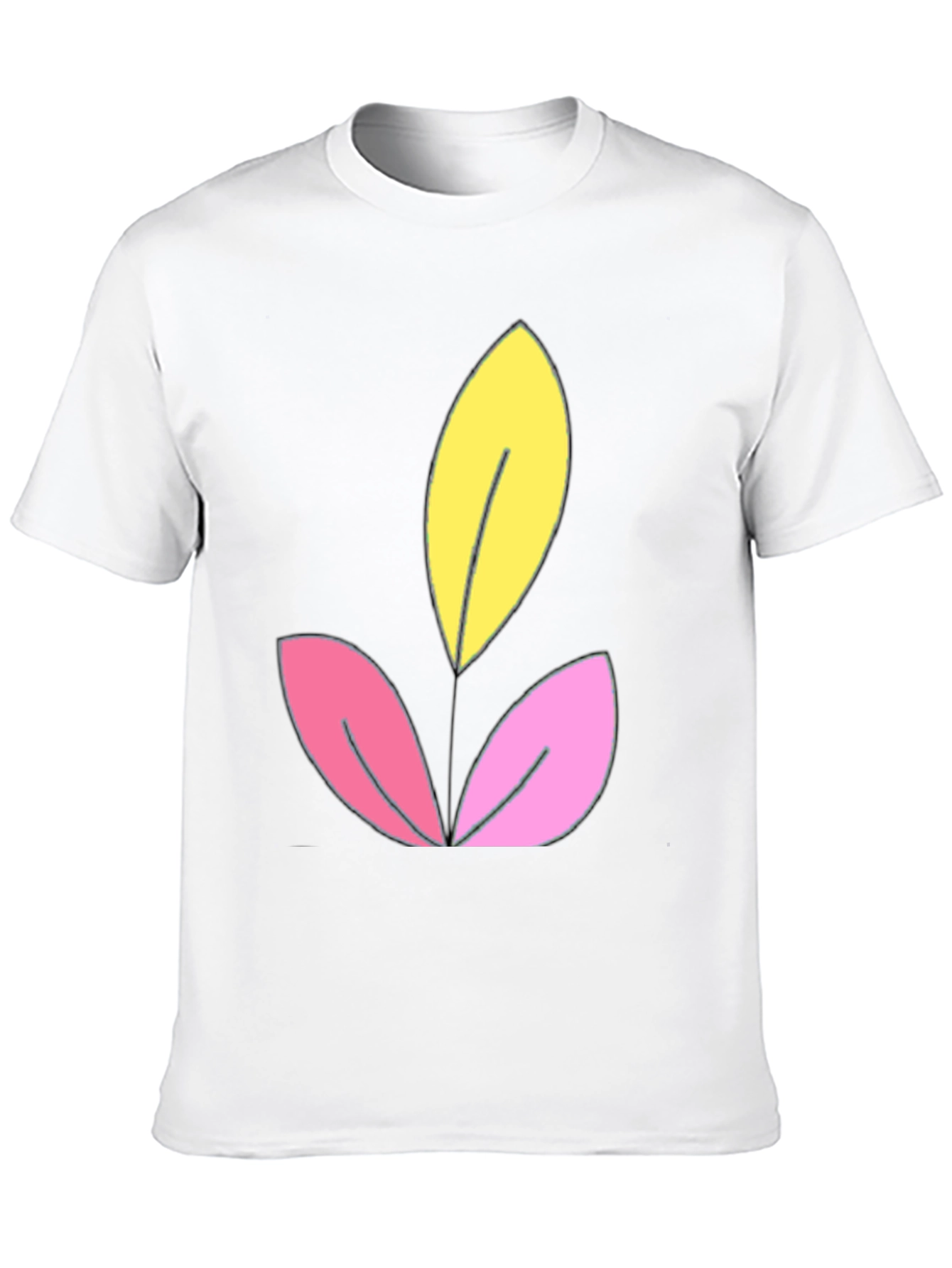 Floral Graphic Black T-Shirt - Unique Leaf Design