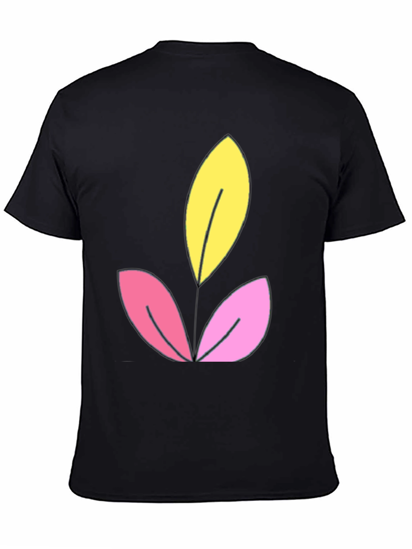 Floral Graphic Black T-Shirt - Unique Leaf Design