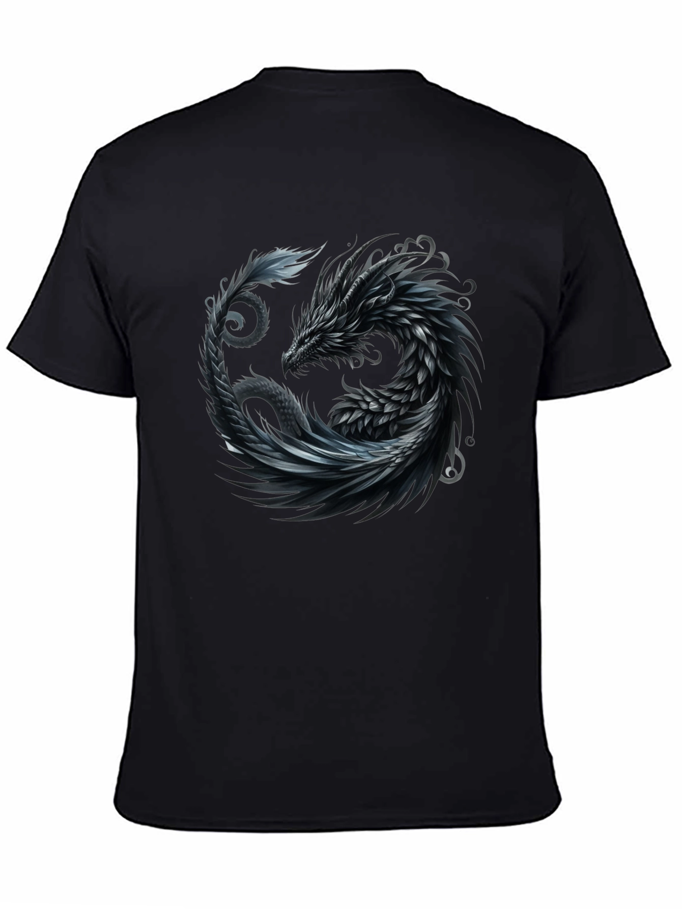 Dragon Yin Yang Graphic Tee - Black