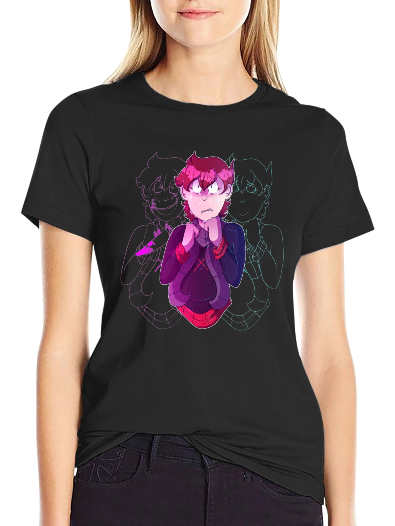 Cartoon Character Graphic Black T-Shirt
