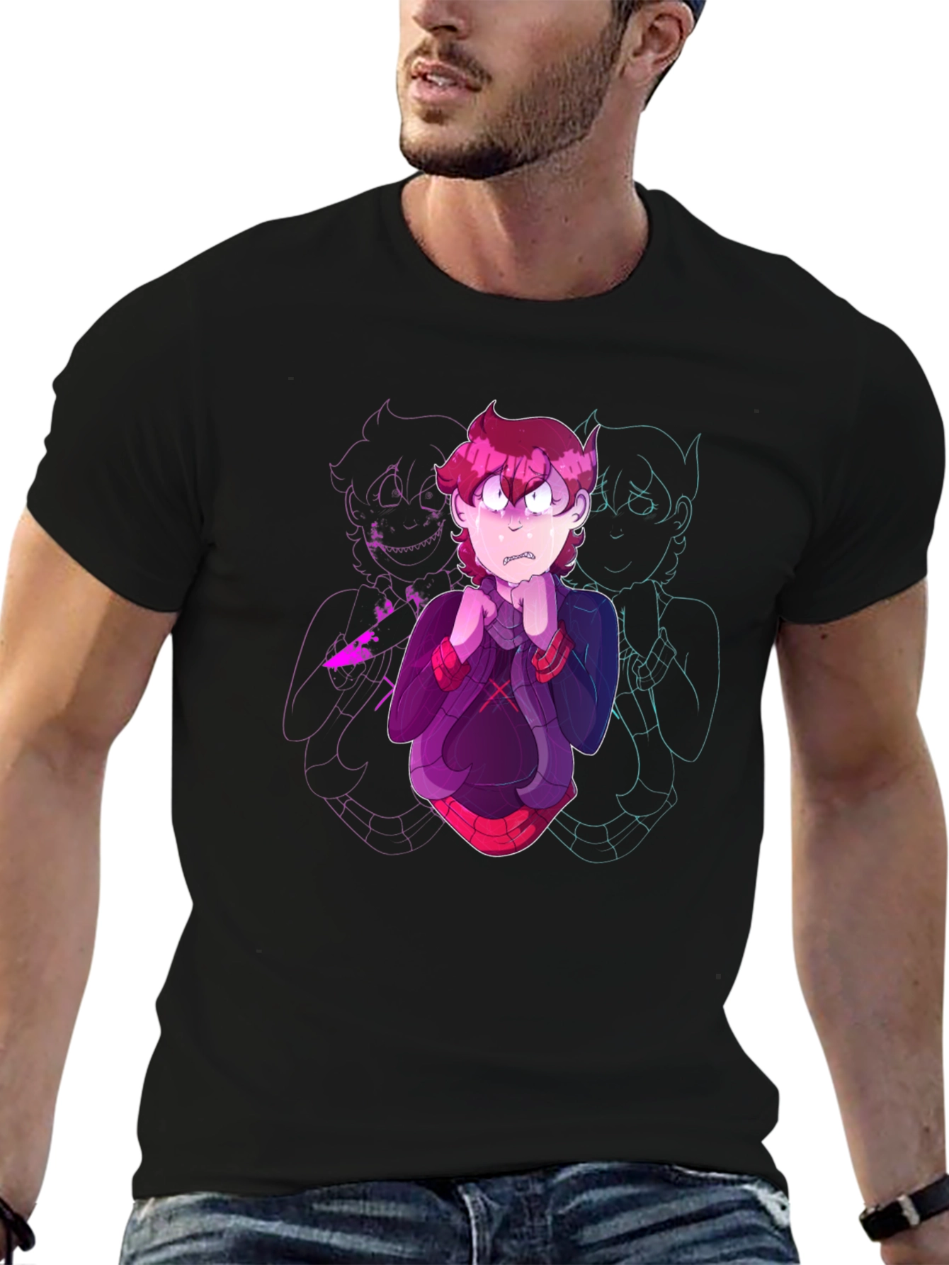Cartoon Character Graphic Black T-Shirt