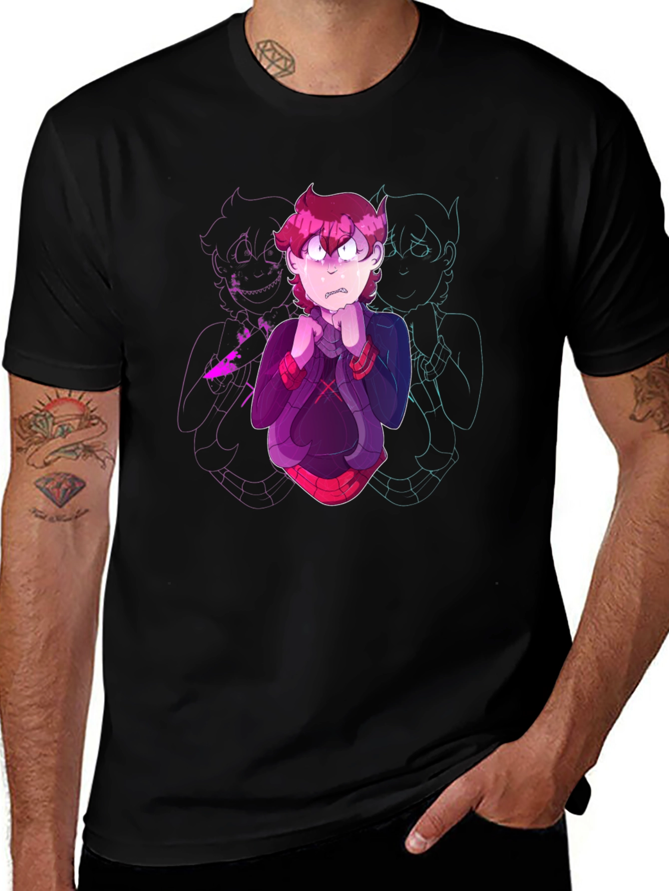 Cartoon Character Graphic Black T-Shirt