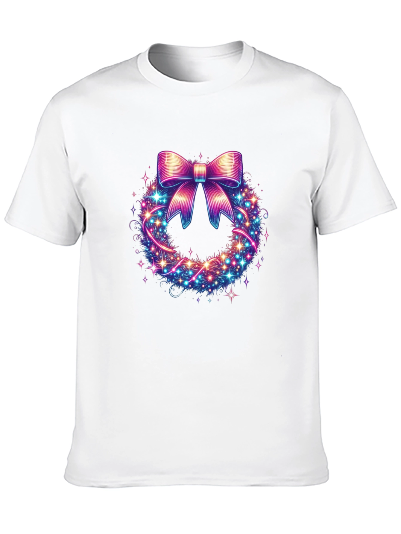 Festive Bow Wreath Graphic Tee - Holiday Spirit