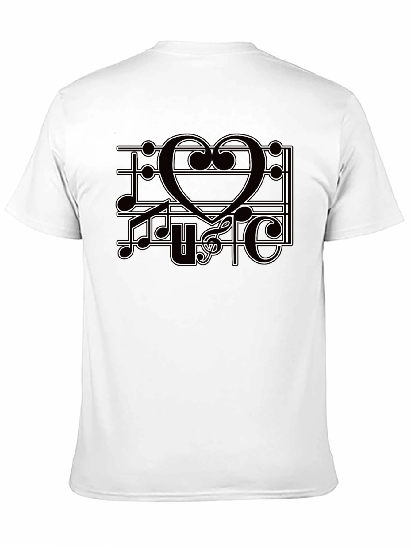 Music Heart T-Shirt Mens Black Tee Graphic Print