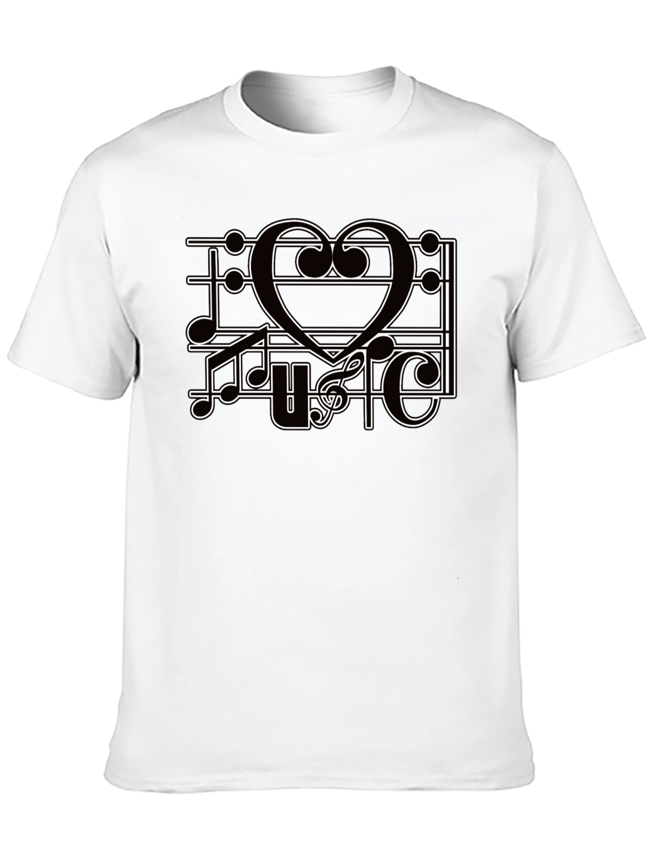 Music Heart T-Shirt Mens Black Tee Graphic Print