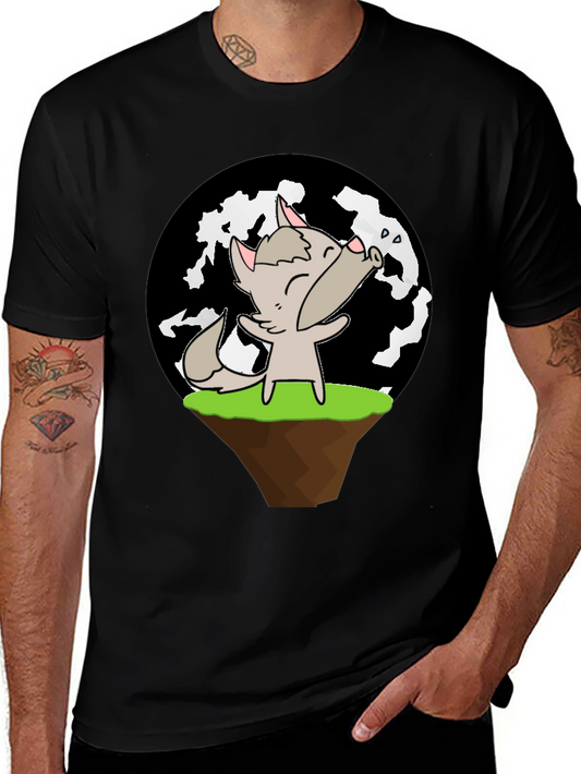 Cartoon Wolf Howling at Moon T-Shirt