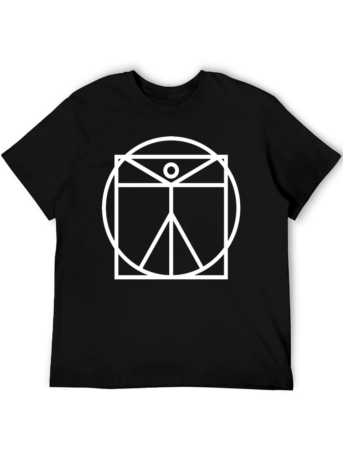 Geometric Vitruvian Man Graphic Tee - Black