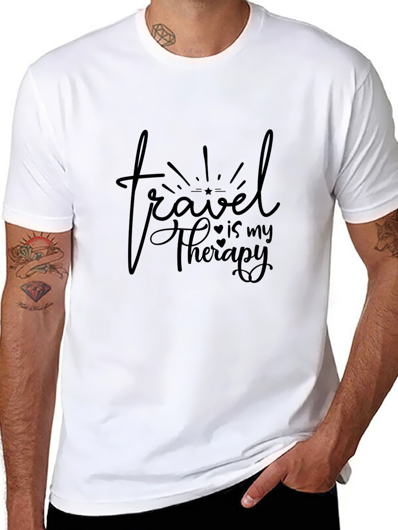 Travel is My Therapy Black Graphic Tee