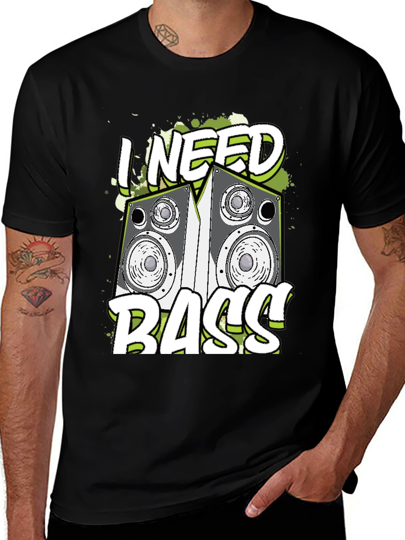 I Need Bass Graphic T-Shirt - Music Lover Tee