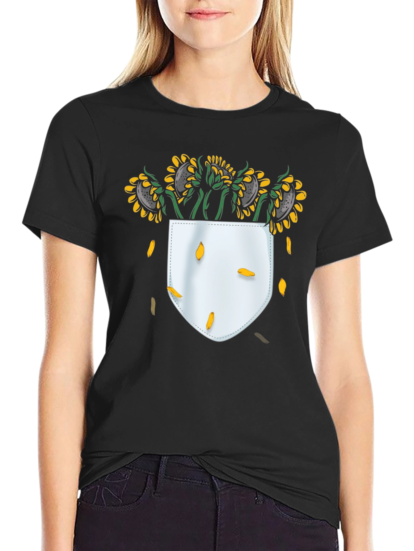 Sunflower Pocket T-Shirt - Black Graphic Tee