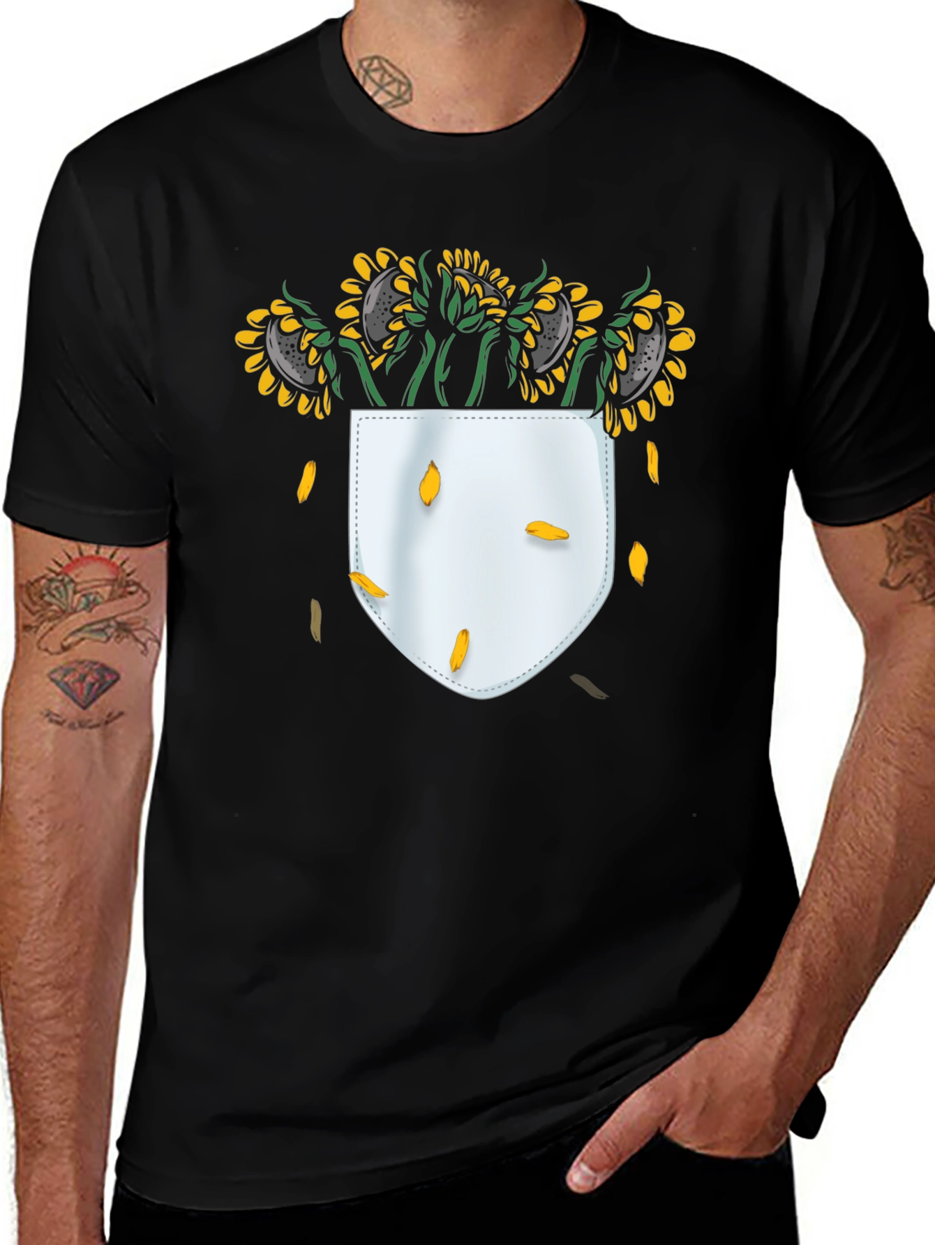 Sunflower Pocket T-Shirt - Black Graphic Tee