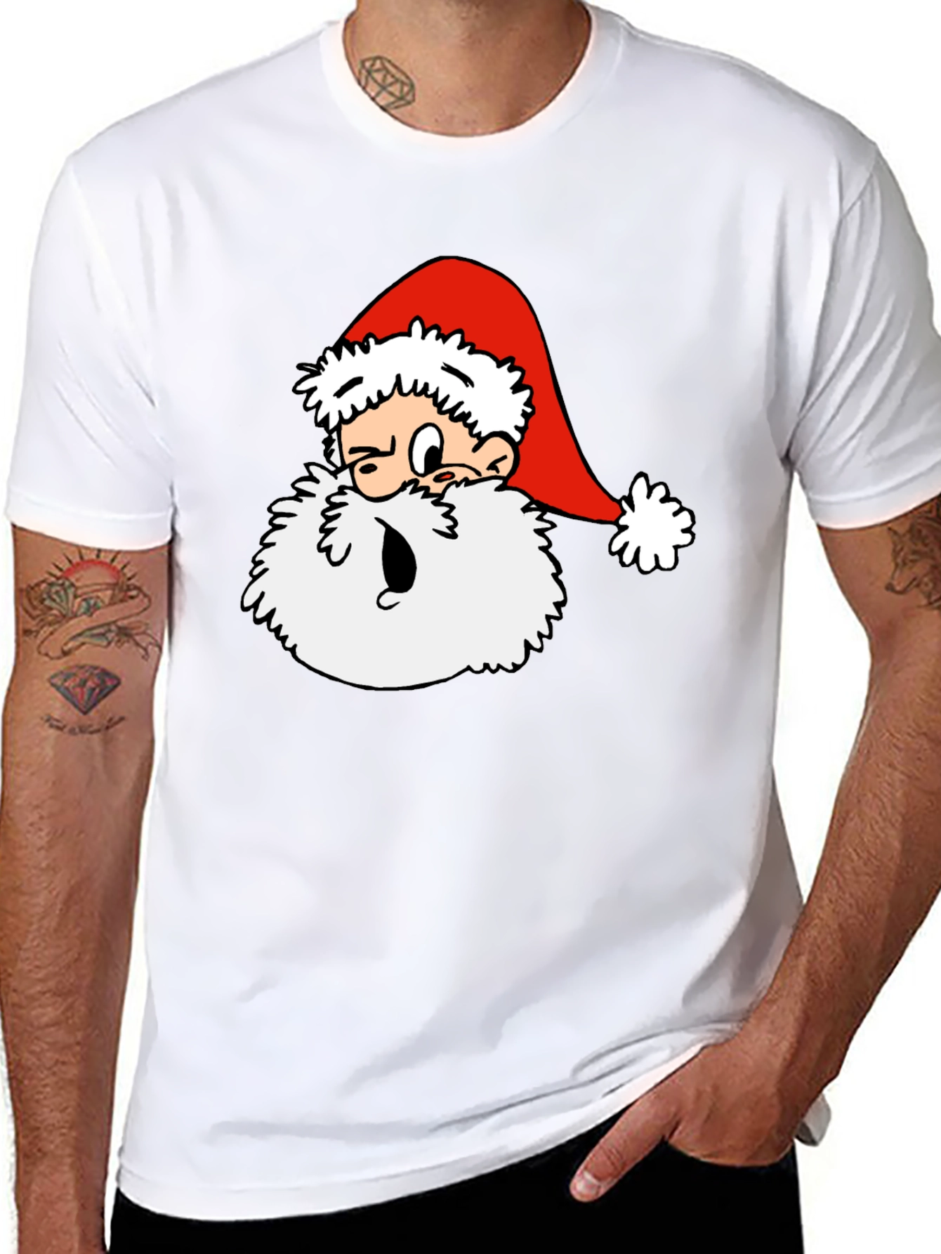 Cartoon Santa T-Shirt - Holiday Cheer