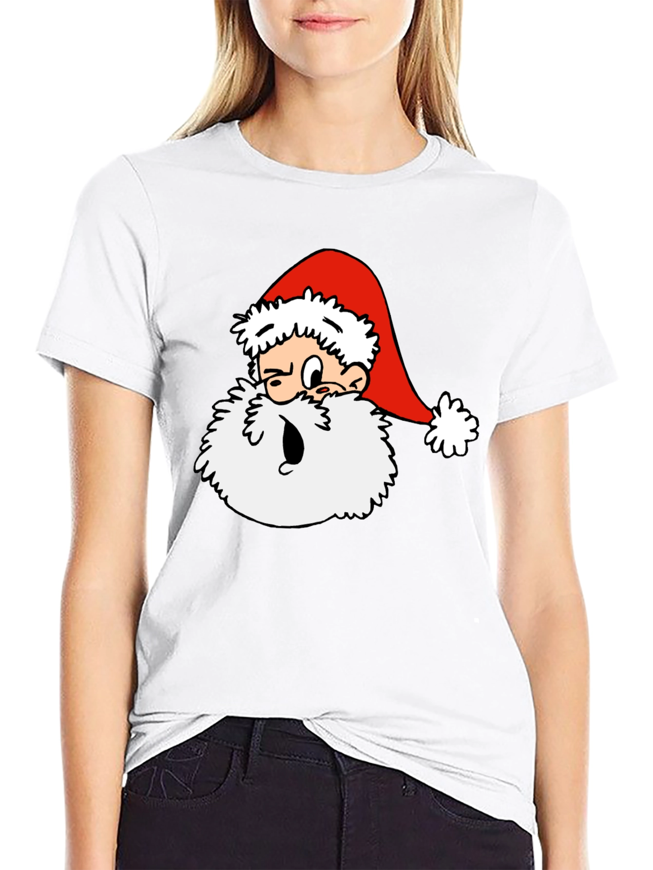 Cartoon Santa T-Shirt - Holiday Cheer