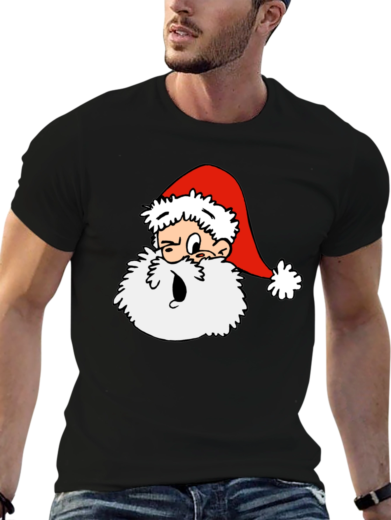 Cartoon Santa T-Shirt - Holiday Cheer