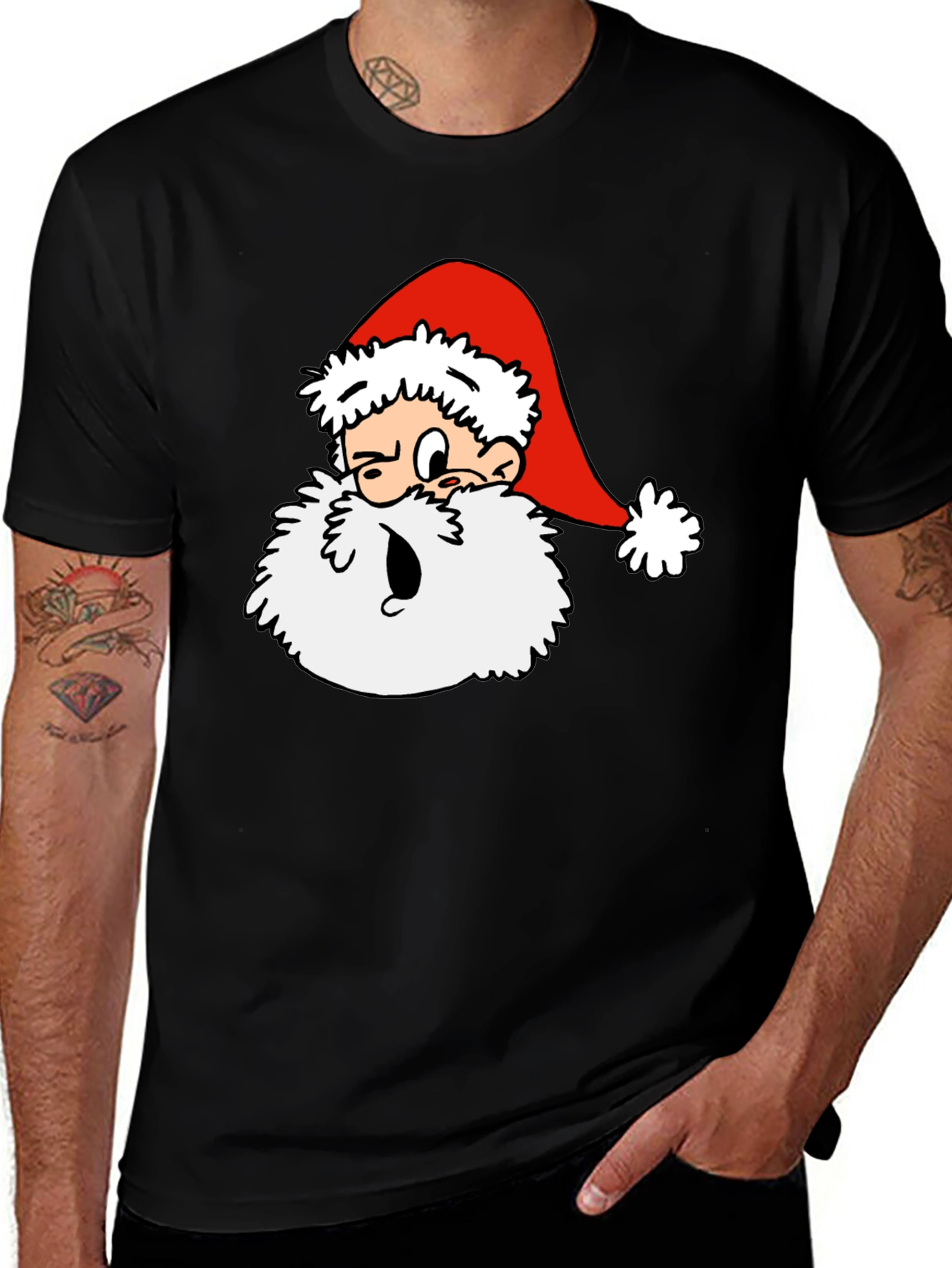 Cartoon Santa T-Shirt - Holiday Cheer