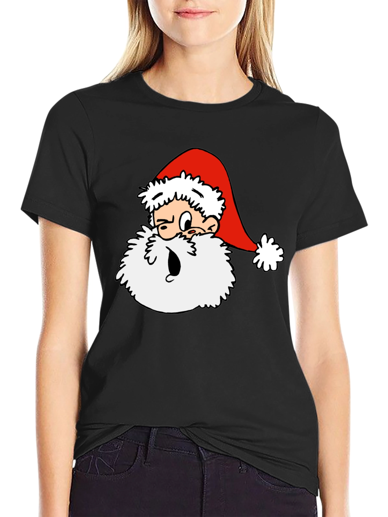 Cartoon Santa T-Shirt - Holiday Cheer