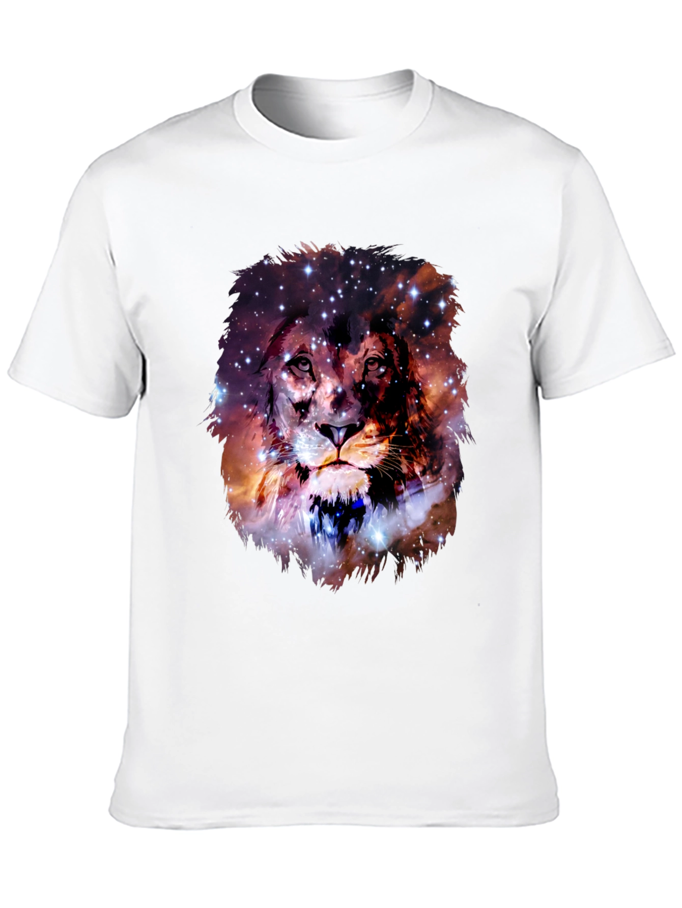 Lion Galaxy Print Black T-Shirt