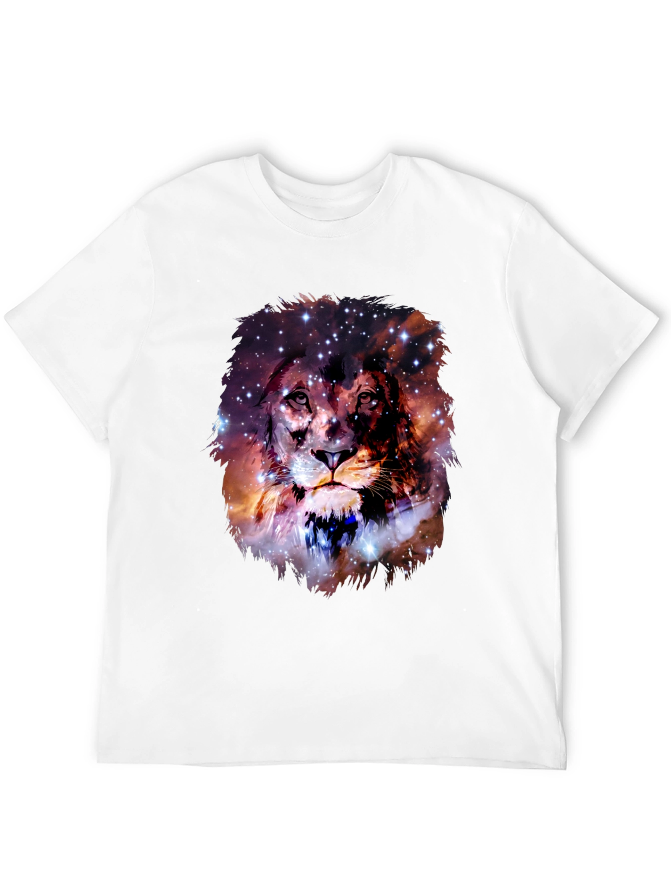 Lion Galaxy Print Black T-Shirt