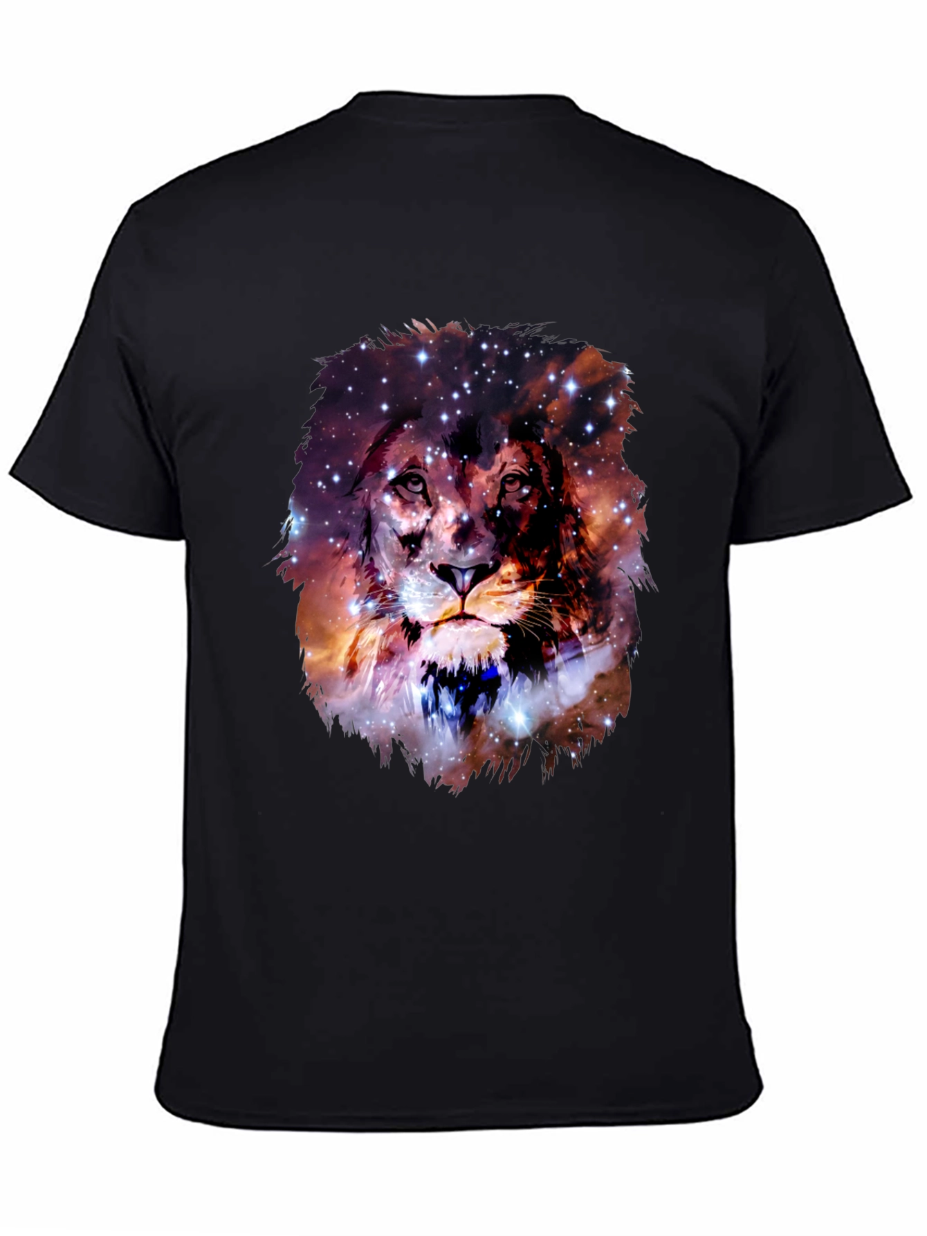Lion Galaxy Print Black T-Shirt