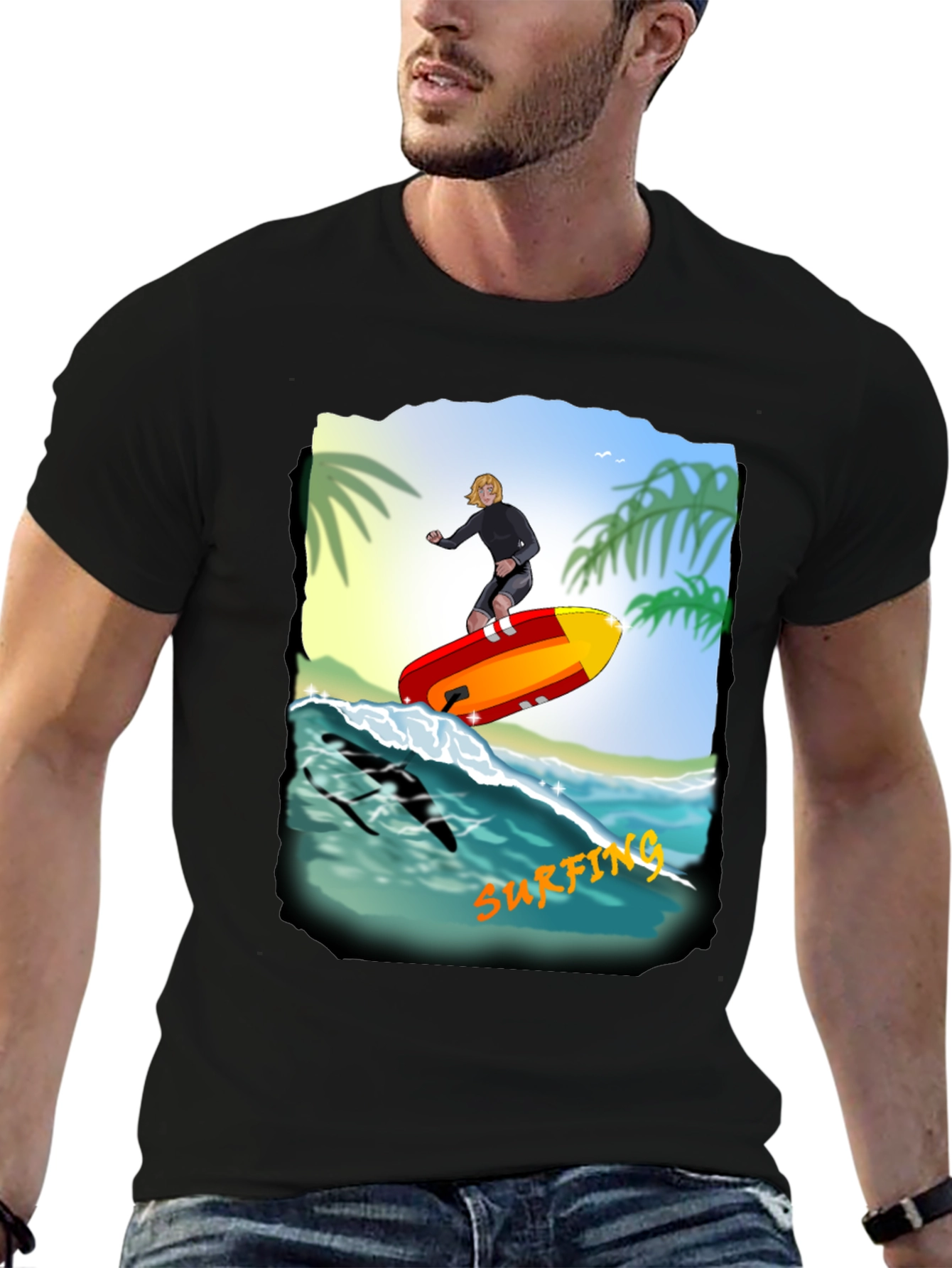 Surfing Graphic Print T-Shirt