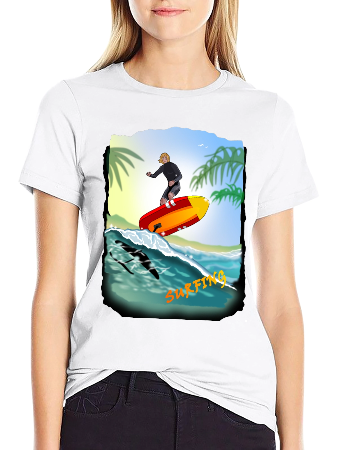 Surfing Graphic Print T-Shirt