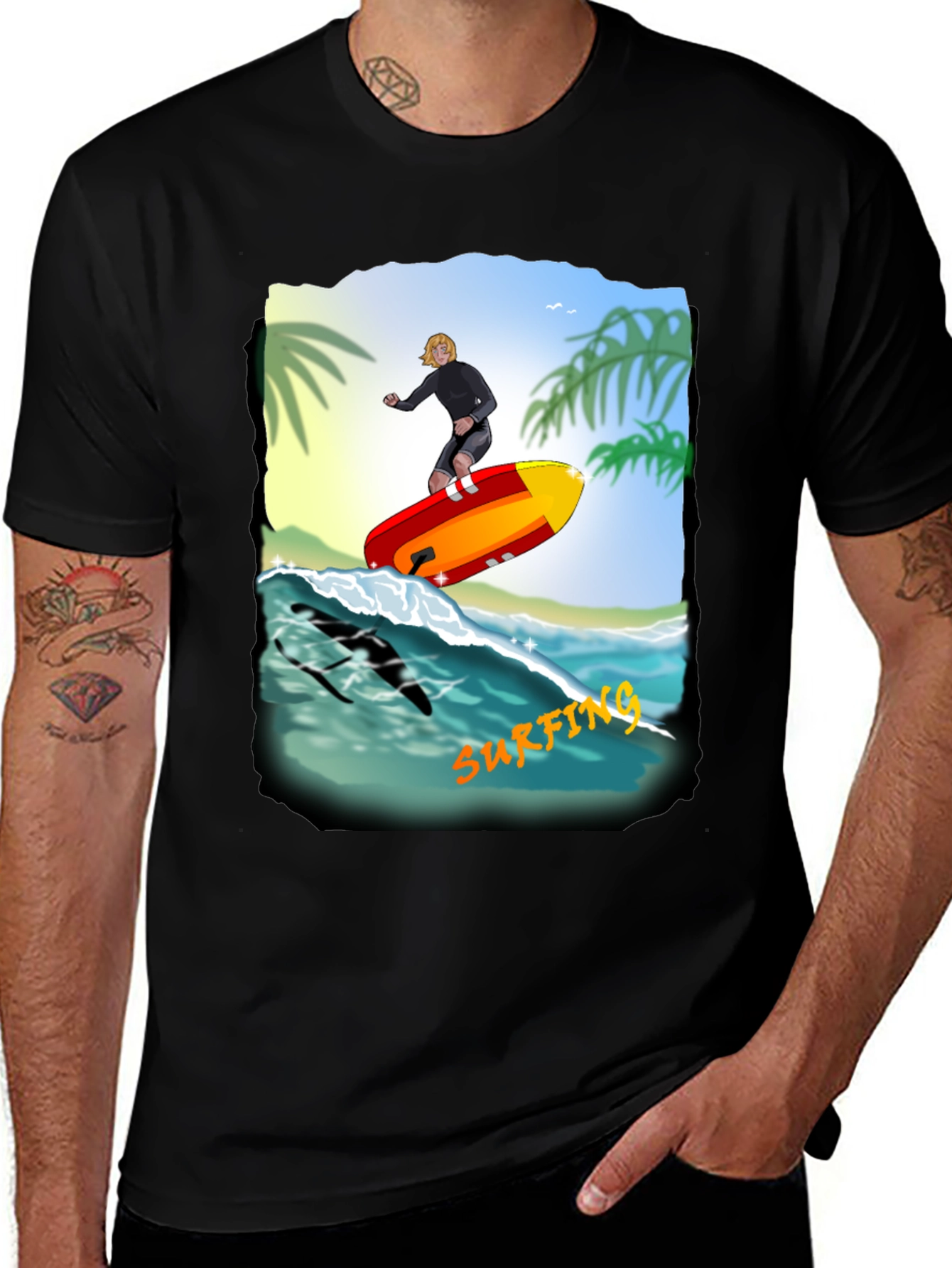 Surfing Graphic Print T-Shirt