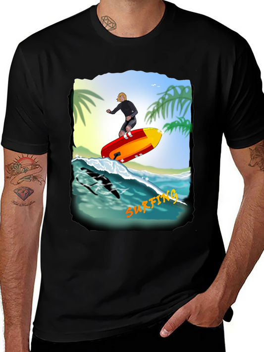 Surfing Graphic Print T-Shirt
