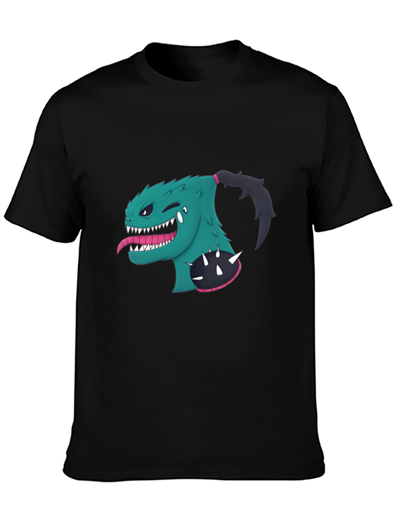 Monster Cartoon Graphic Black T-Shirt