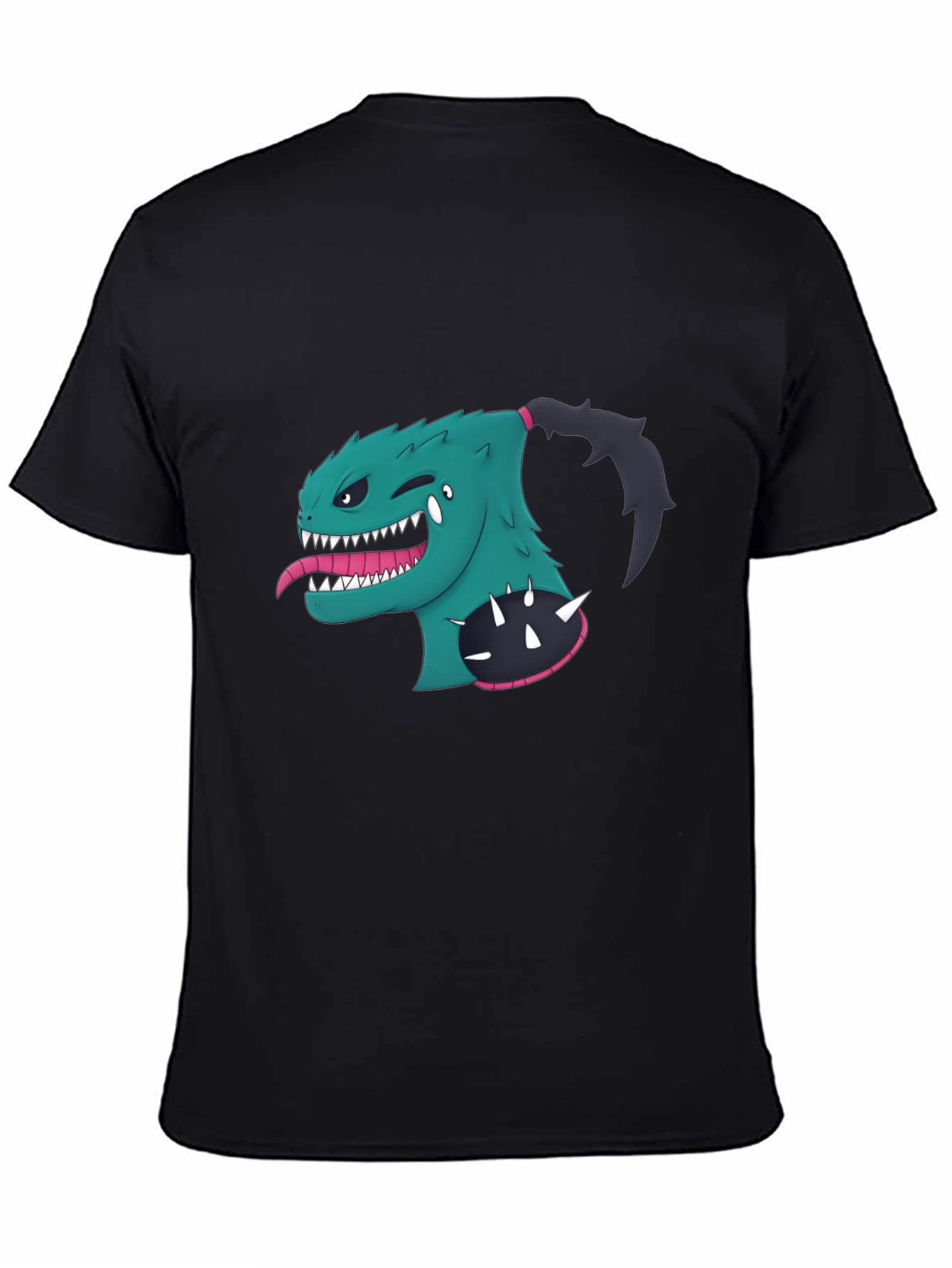 Monster Cartoon Graphic Black T-Shirt