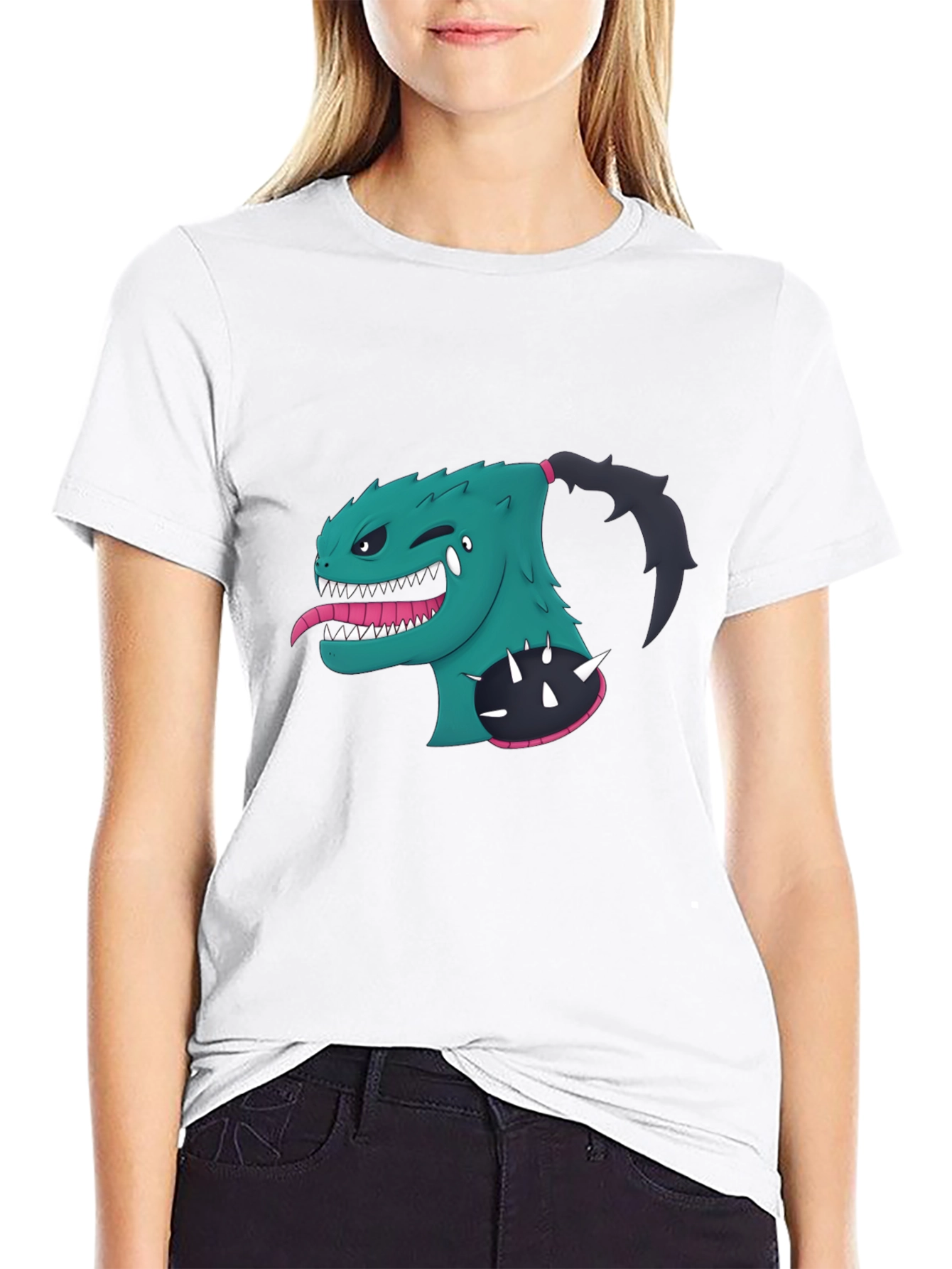 Monster Cartoon Graphic Black T-Shirt