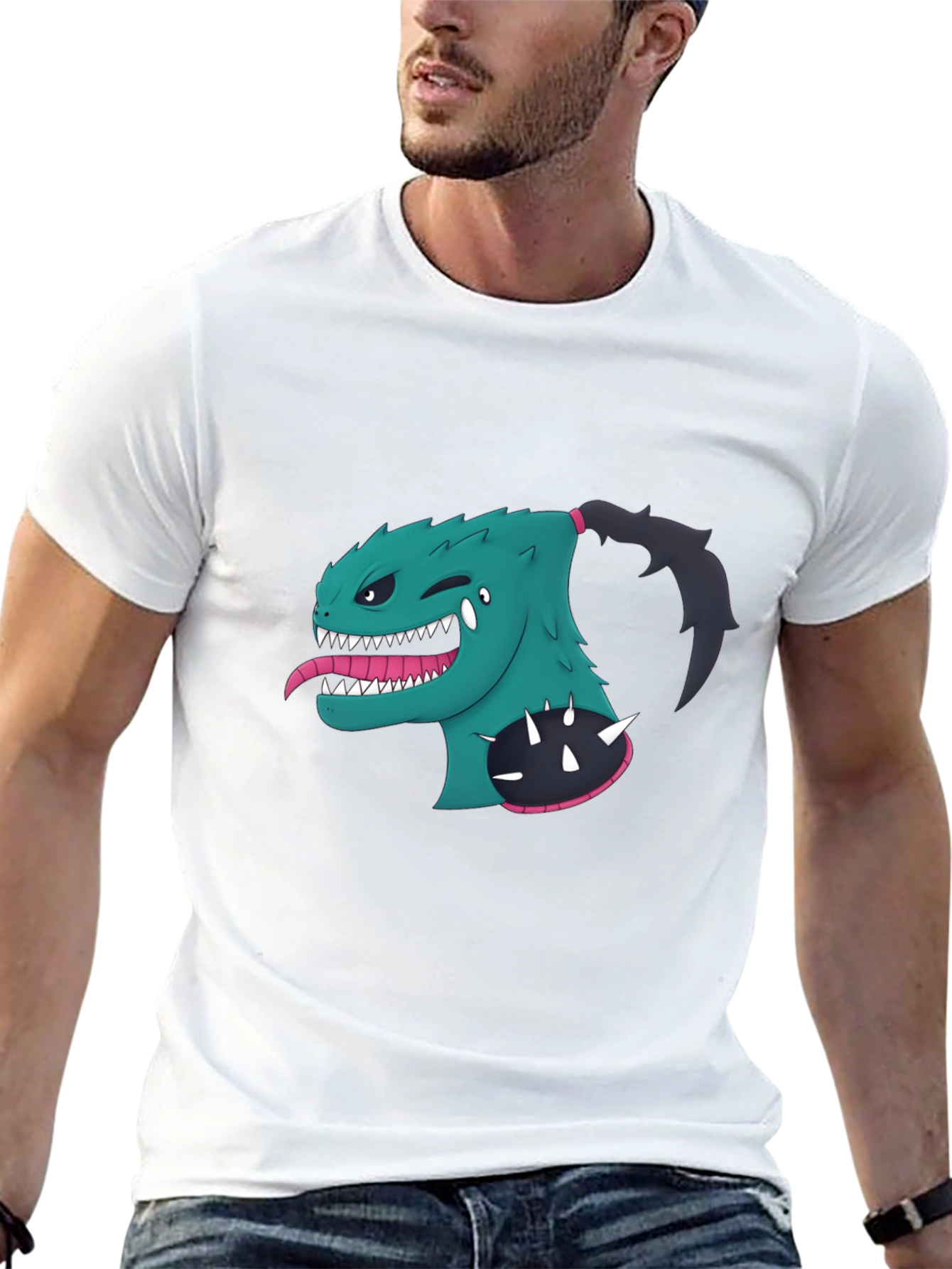 Monster Cartoon Graphic Black T-Shirt