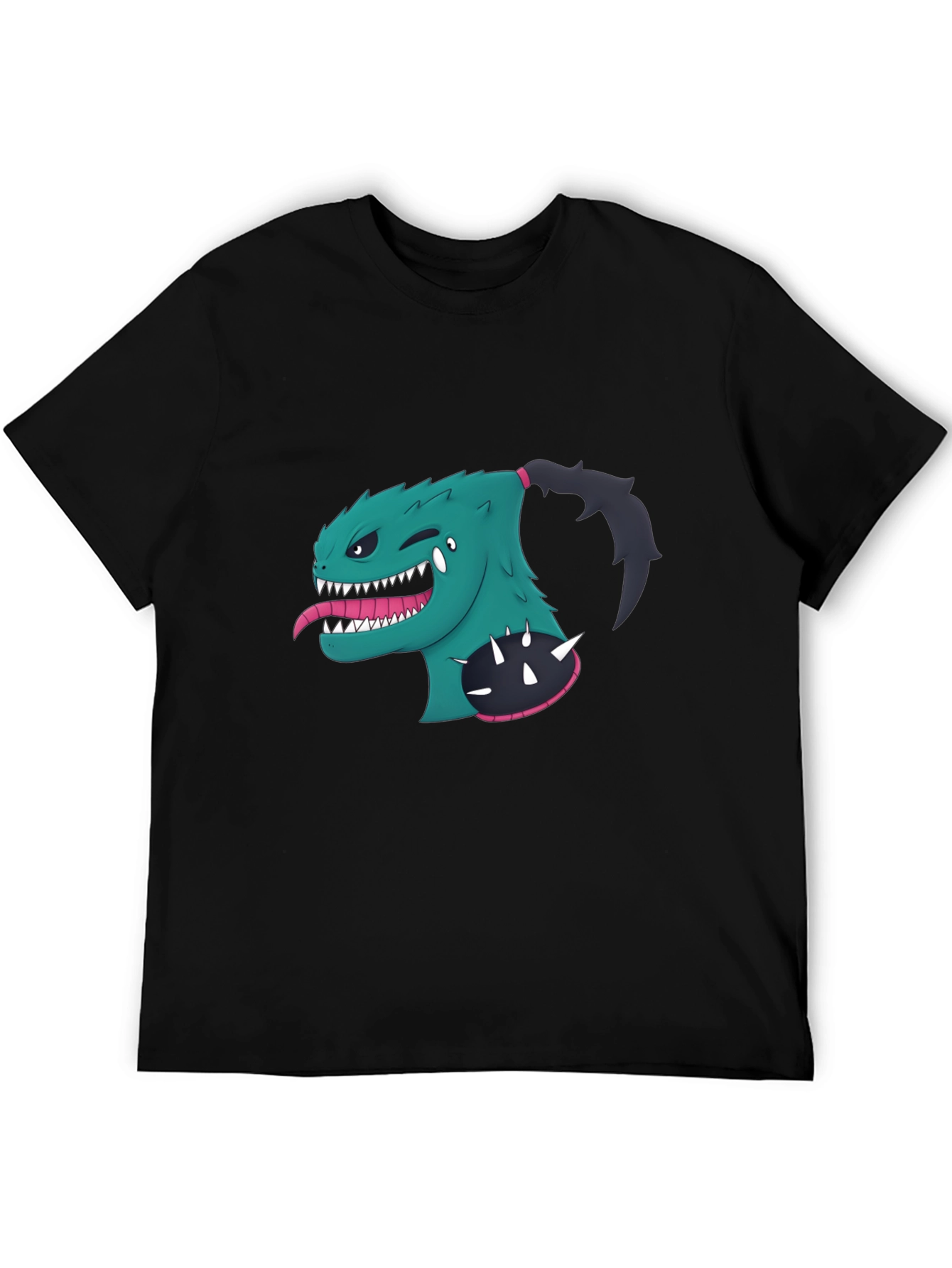 Monster Cartoon Graphic Black T-Shirt