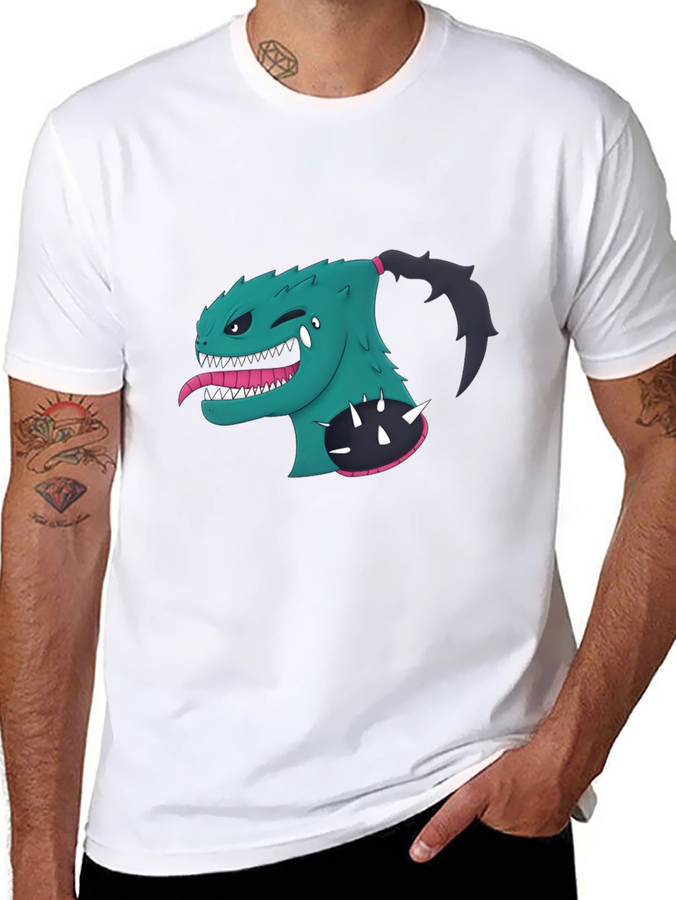 Monster Cartoon Graphic Black T-Shirt